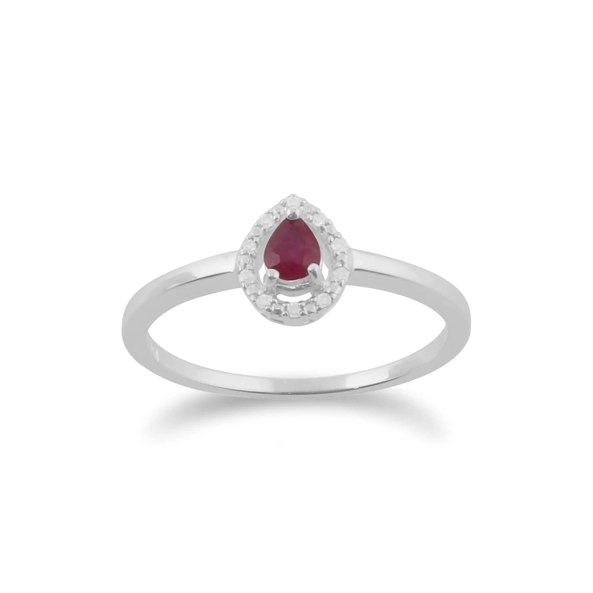 Gemondo 9ct White Gold Ruby & Diamond Pear Cluster Ring sold by Gemondo Jewellery