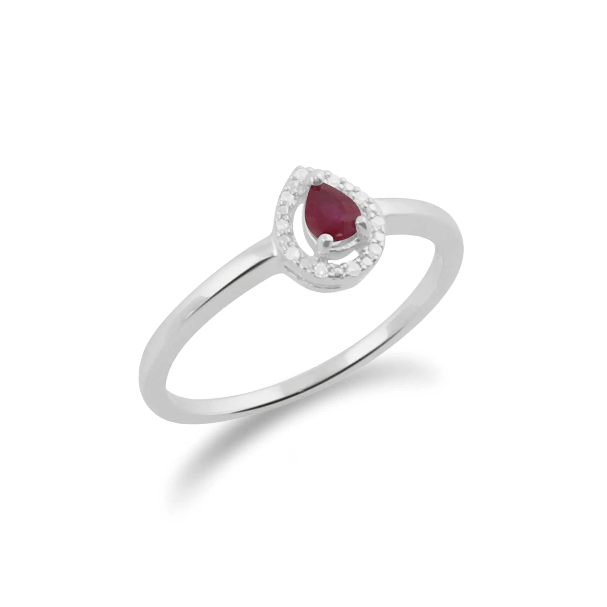 Gemondo 9ct White Gold Ruby & Diamond Pear Cluster Ring sold by Gemondo Jewellery product image thumbnail 2