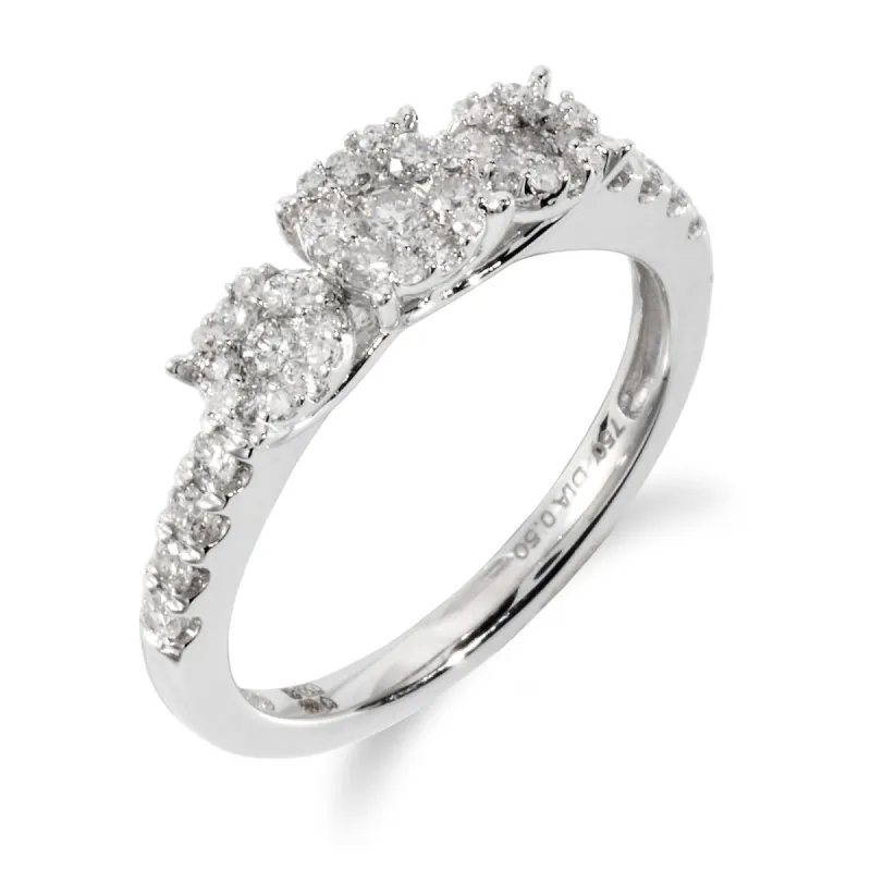 Classic Round Diamond Trilogy Ring in 18ct White Gold sold by Gemondo Jewellery