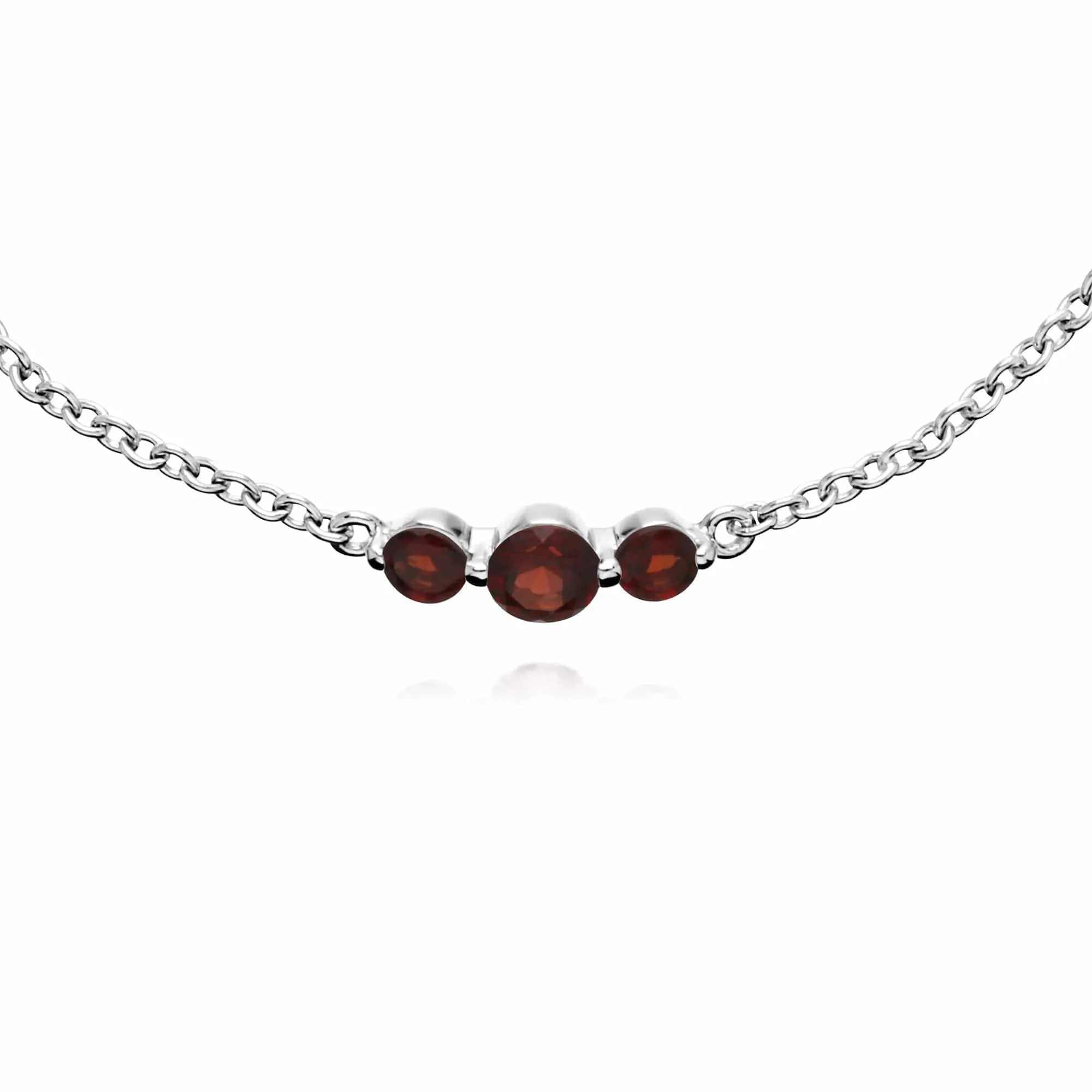 Classic Round Garnet Three Stone Gradient Bracelet in Sterling Silver sold by Gemondo Jewellery product image thumbnail 2