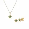 Contemporary Round Emerald Single Stone Star Earrings & Necklace Set in 9ct Yellow Gold sold by Gemondo Jewellery