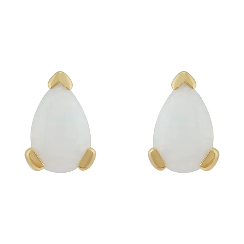 Classic Pear Opal Stud Earrings in 9ct Yellow Gold 6.5x4mm sold by Gemondo Jewellery
