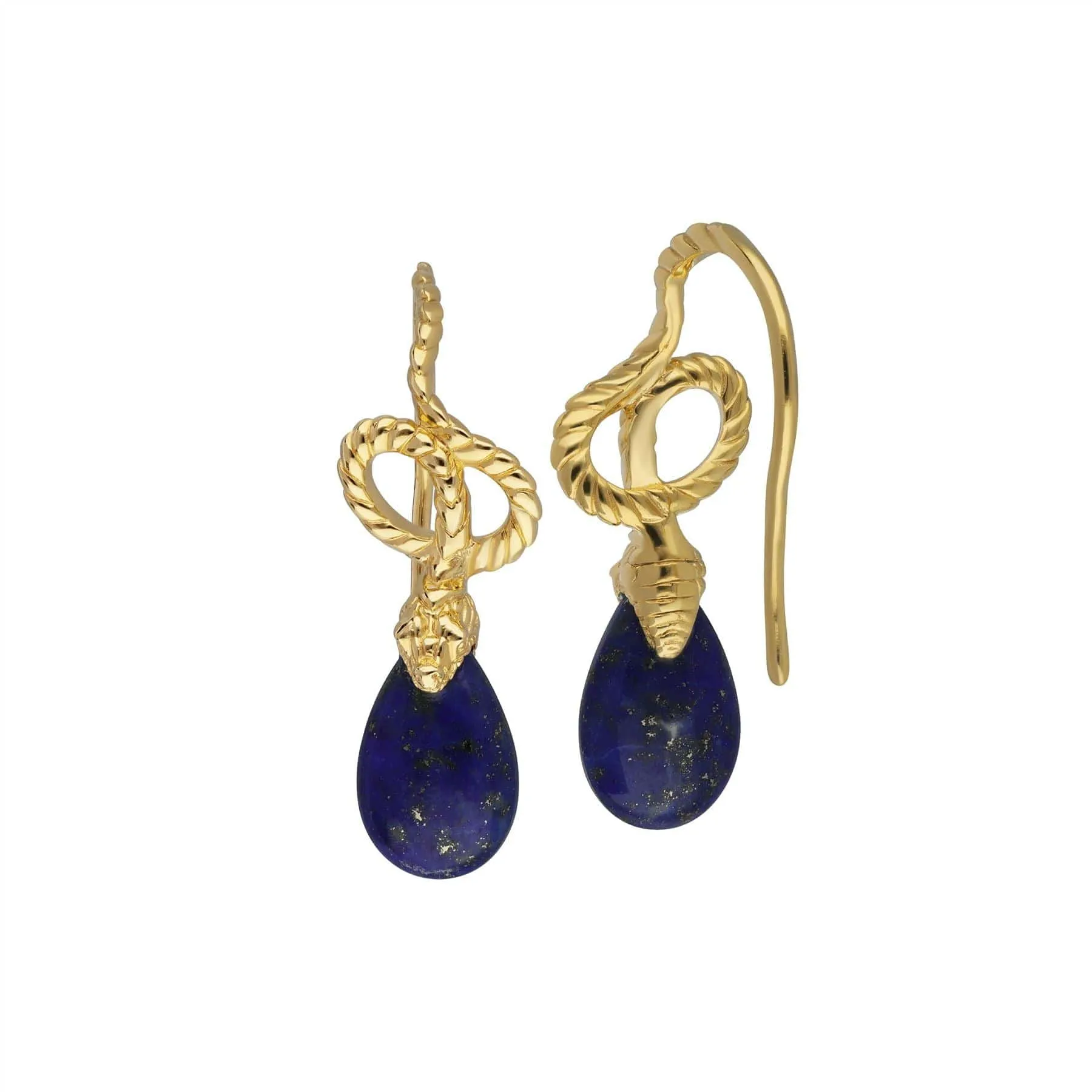 ECFEW™ Lapis Lazuli Winding Snake Drop Earrings in Gold Plated Sterling Silver sold by Gemondo Jewellery product image thumbnail 3