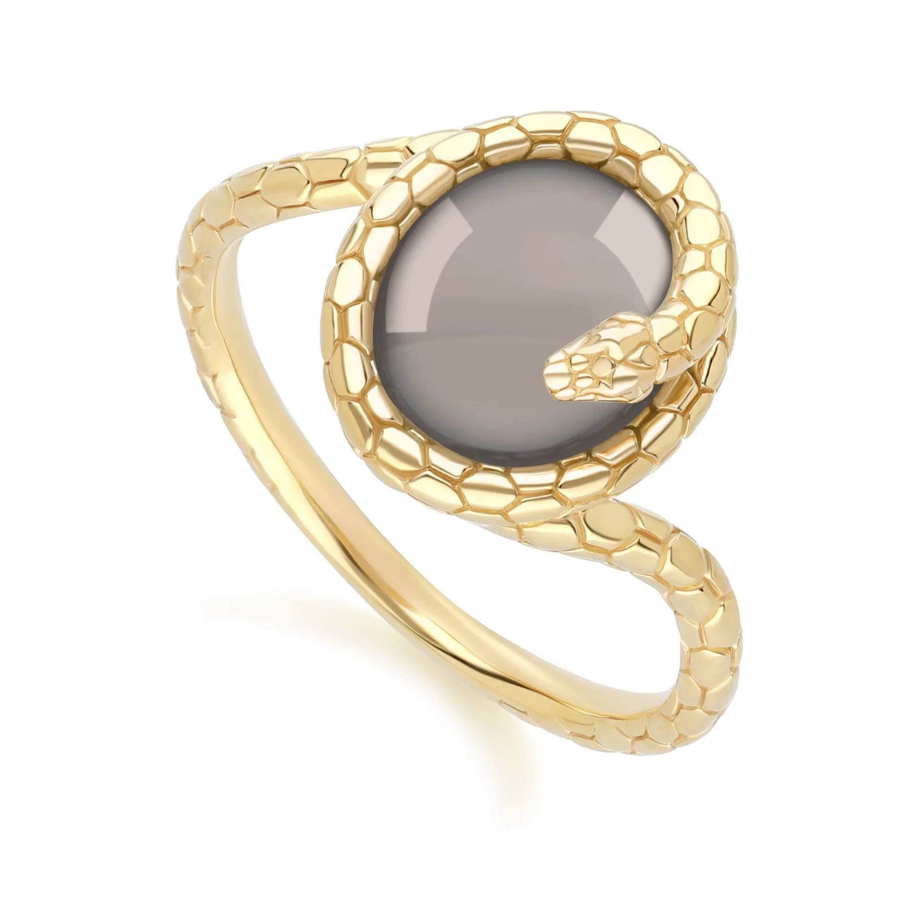 ECFEW™ Black Moonstone Winding Snake Ring In Gold Plated Sterling Silver sold by Gemondo Jewellery product image thumbnail 2