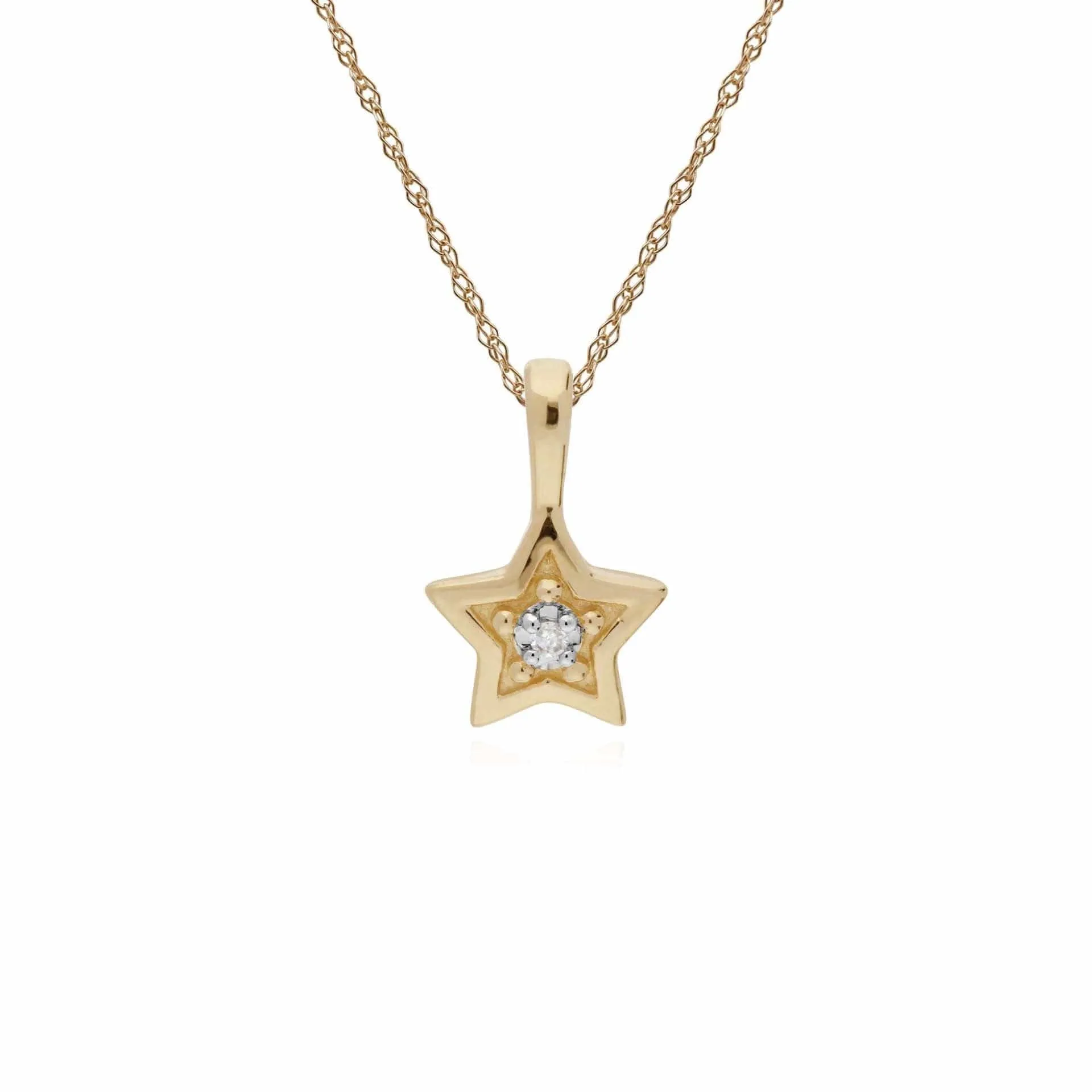 Classic Single Stone Round Diamond Star Pendant in 9ct Yellow Gold sold by Gemondo Jewellery
