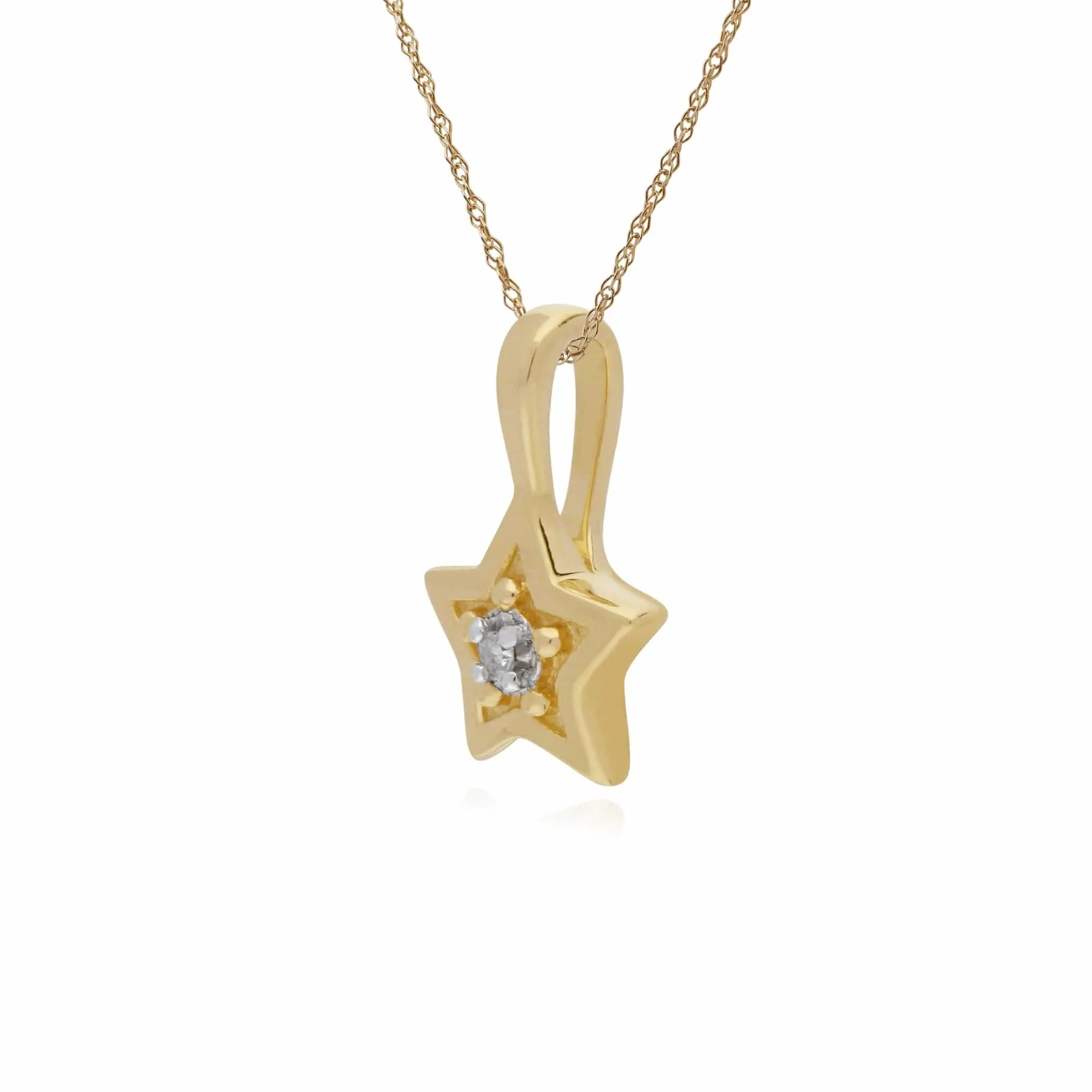 Classic Single Stone Round Diamond Star Pendant in 9ct Yellow Gold sold by Gemondo Jewellery product image thumbnail 2