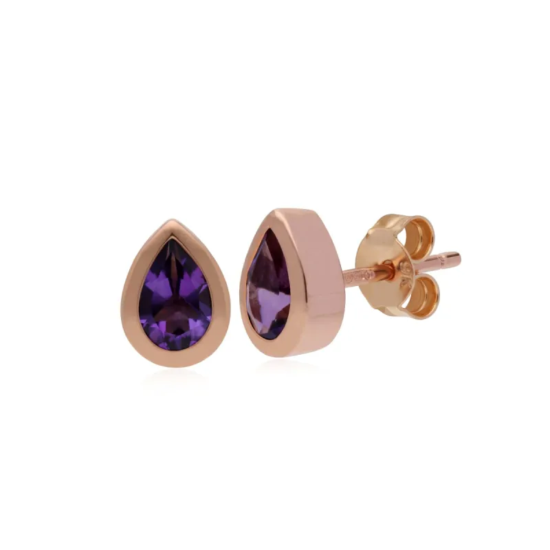 Gemondo 9ct Rose Gold Amethyst Classic Pear Stud Earrings sold by Gemondo Jewellery