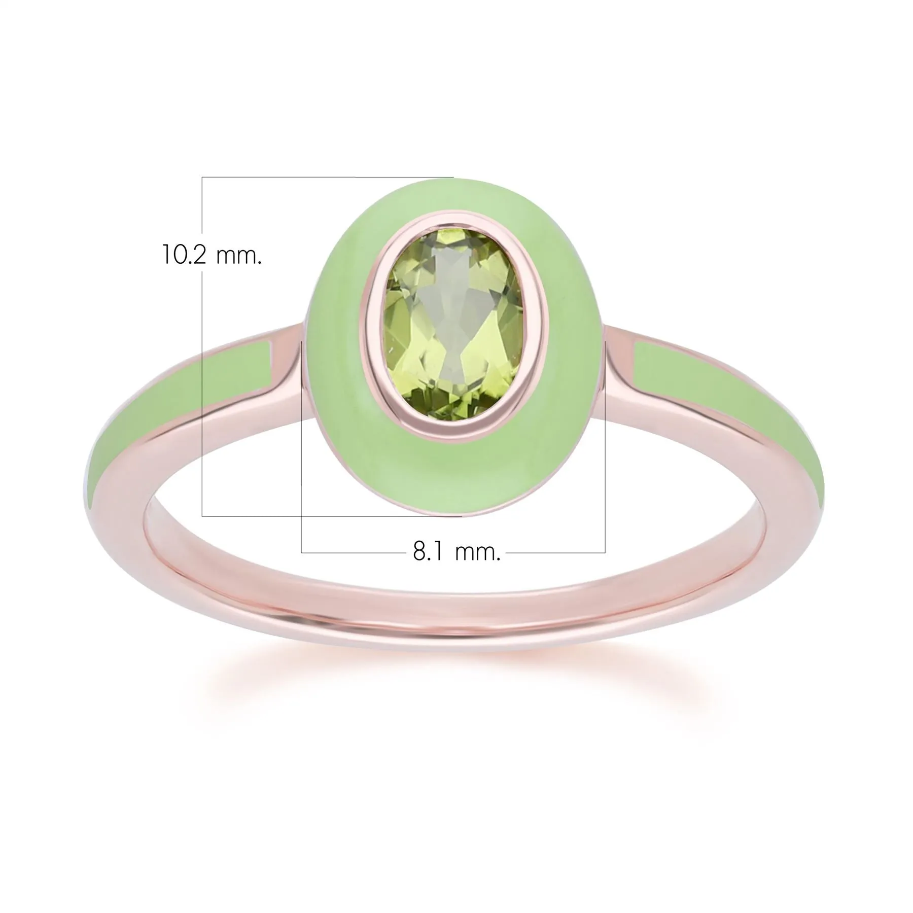 Siberian Waltz Green Enamel & Oval Peridot Ring in Rose Gold Plated Sterling Silver sold by Gemondo Jewellery product image thumbnail 3