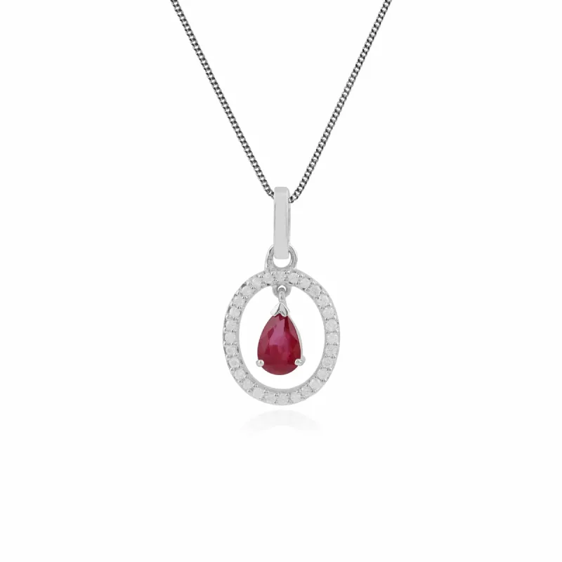 Gemondo 9ct White Gold 0.49ct Ruby & Diamond Pendant on 45cm Chain sold by Gemondo Jewellery