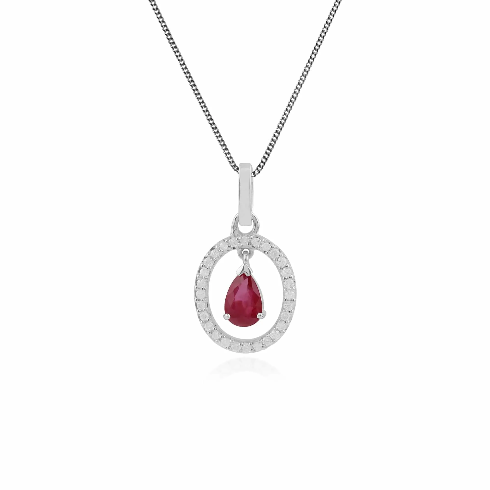 Gemondo 9ct White Gold 0.49ct Ruby & Diamond Pendant on 45cm Chain sold by Gemondo Jewellery