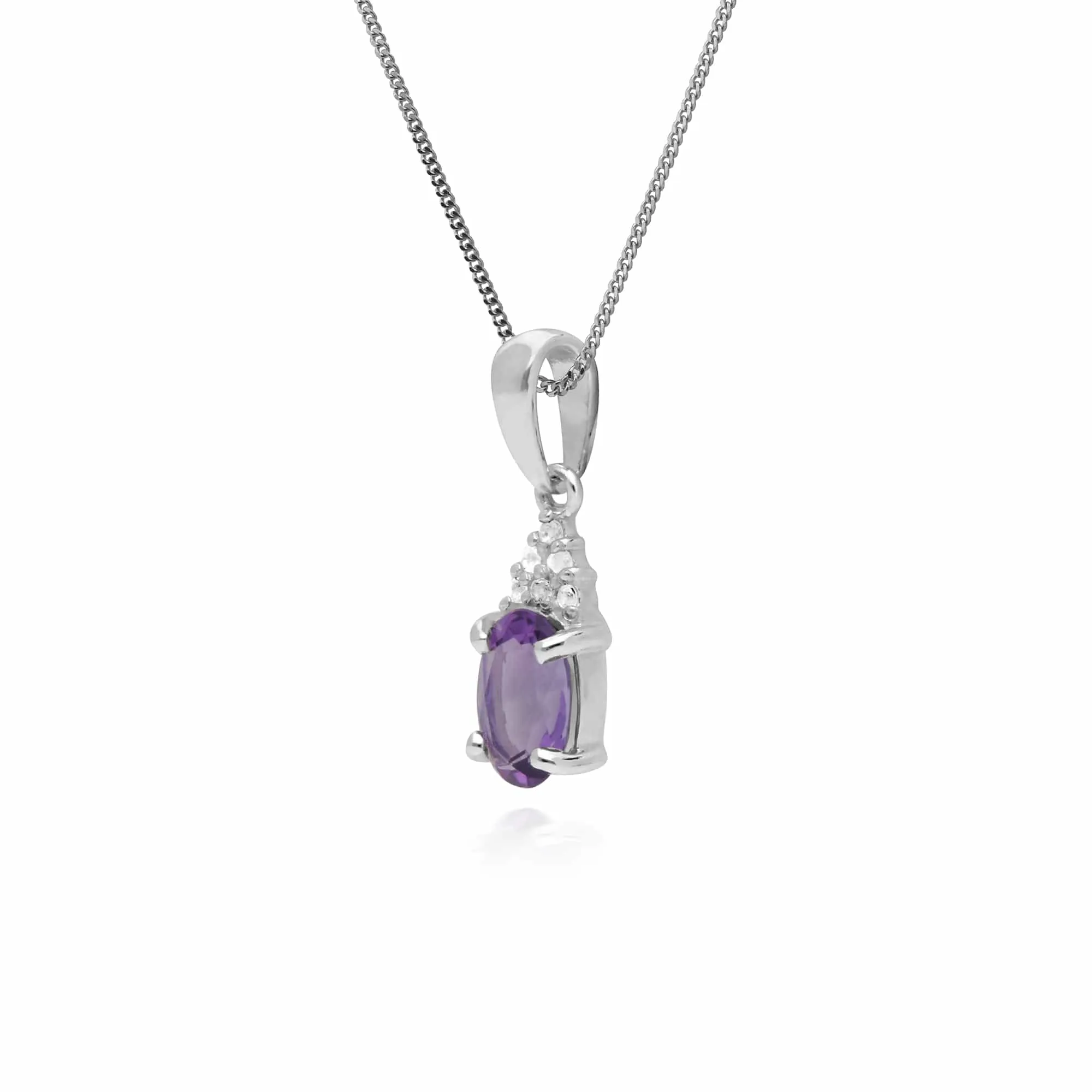 Classic Oval Amethyst & White Topaz Pendant in 925 Sterling Silver sold by Gemondo Jewellery product image thumbnail 2