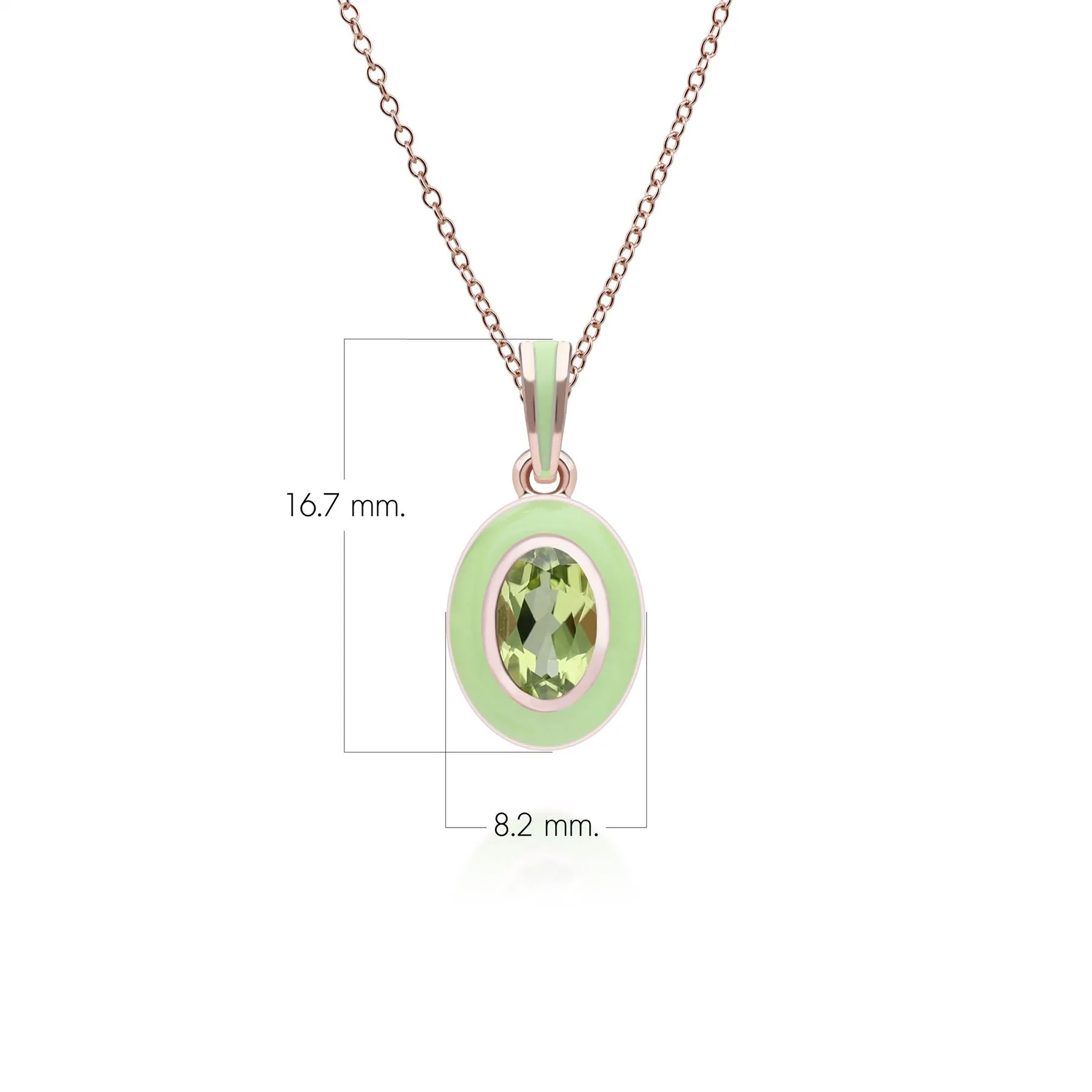 Siberian Waltz Green Enamel & Oval Peridot Pendant Necklace in Rose Gold Plated Sterling Silver sold by Gemondo Jewellery product image thumbnail 2