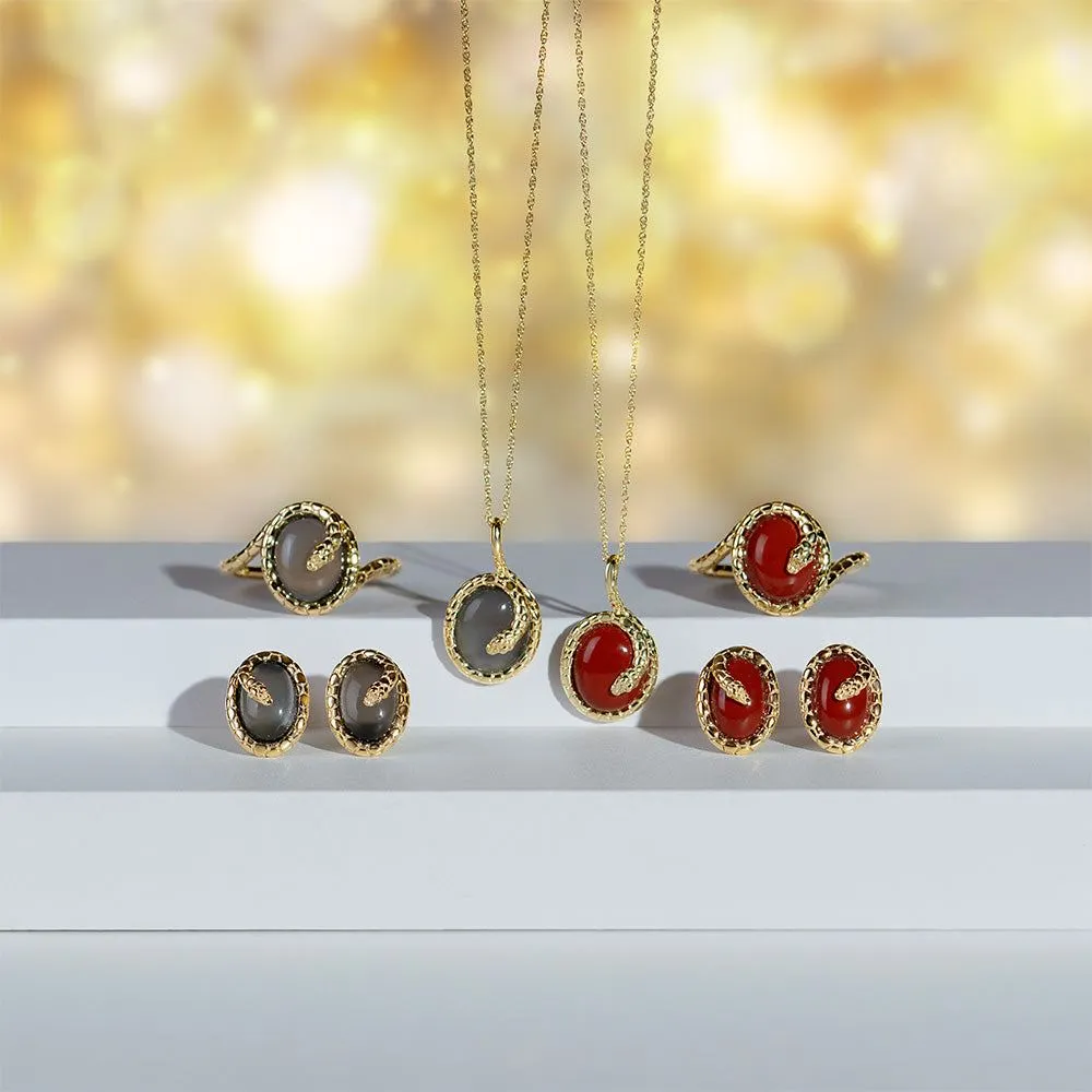 ECFEW™ Red Jasper Winding Snake Pendant Necklace In Gold Plated Sterling Silver sold by Gemondo Jewellery product image thumbnail 3