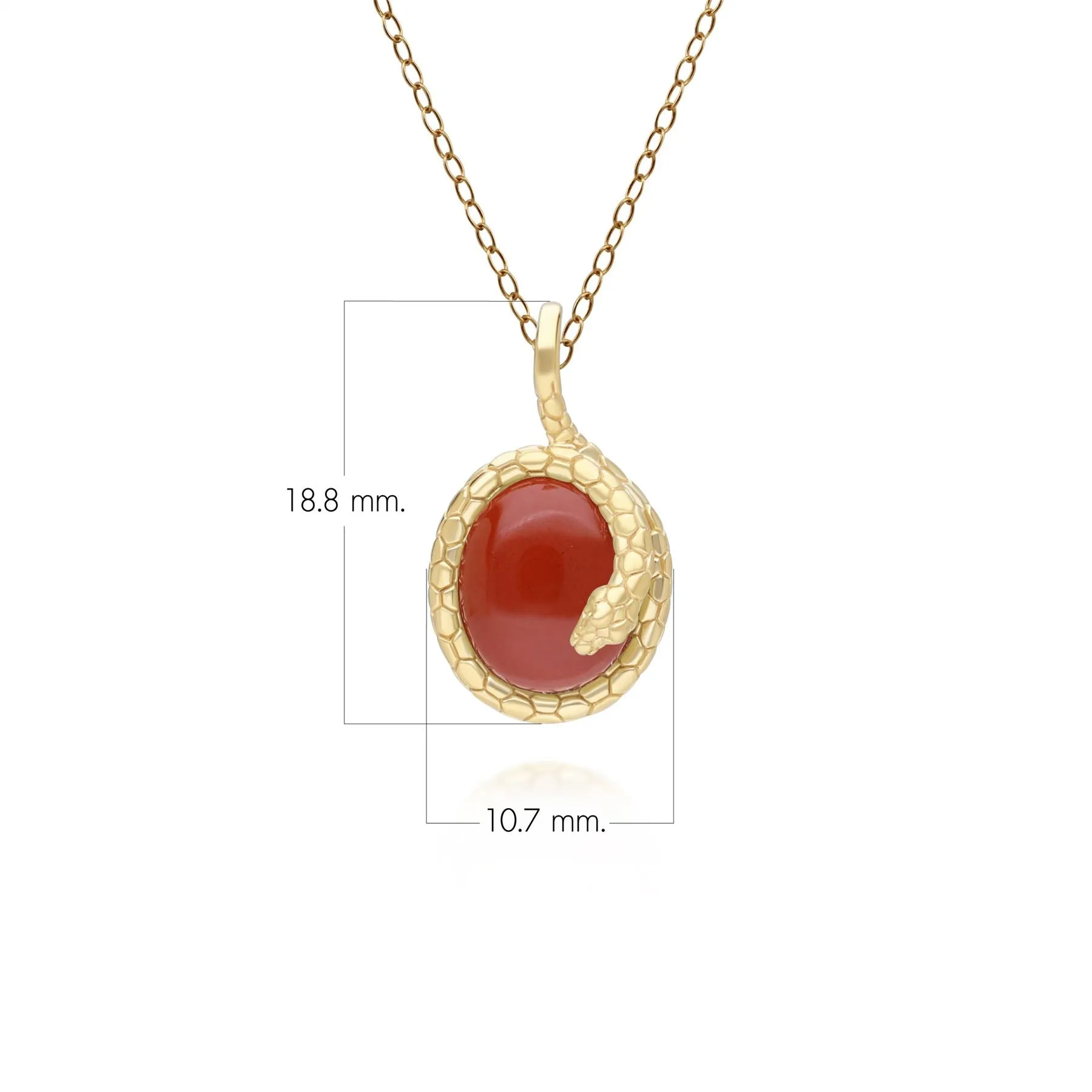 ECFEW™ Red Jasper Winding Snake Pendant Necklace In Gold Plated Sterling Silver sold by Gemondo Jewellery product image thumbnail 2