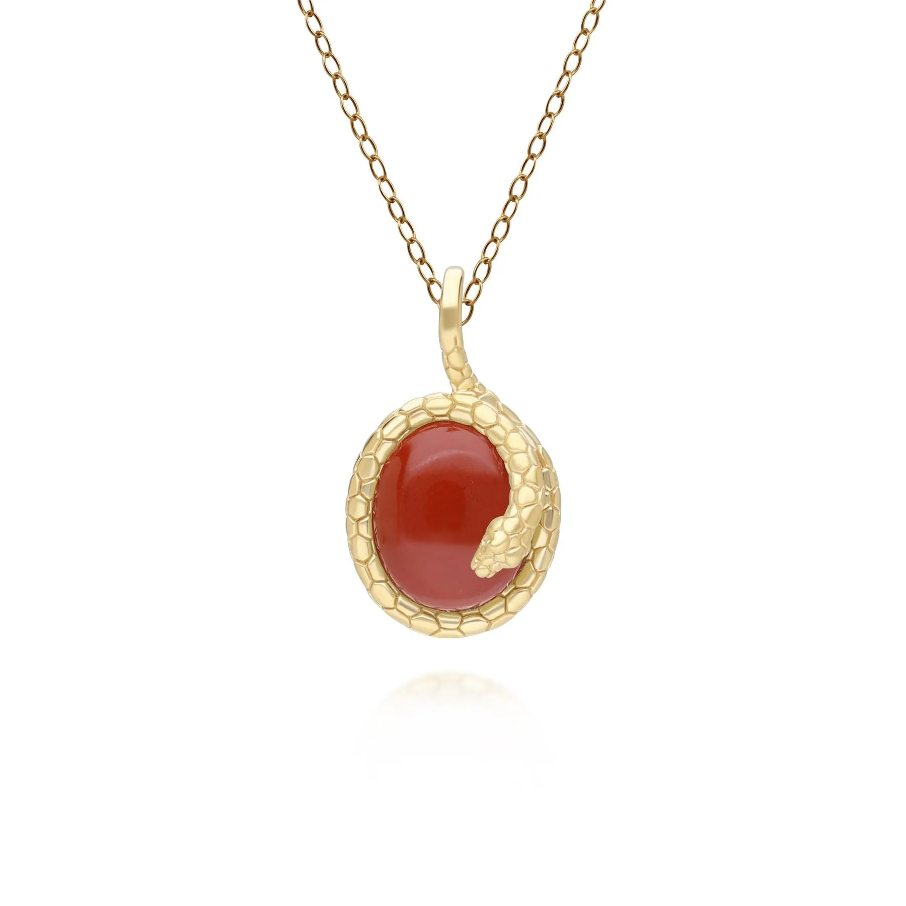 ECFEW™ Red Jasper Winding Snake Pendant Necklace In Gold Plated Sterling Silver sold by Gemondo Jewellery