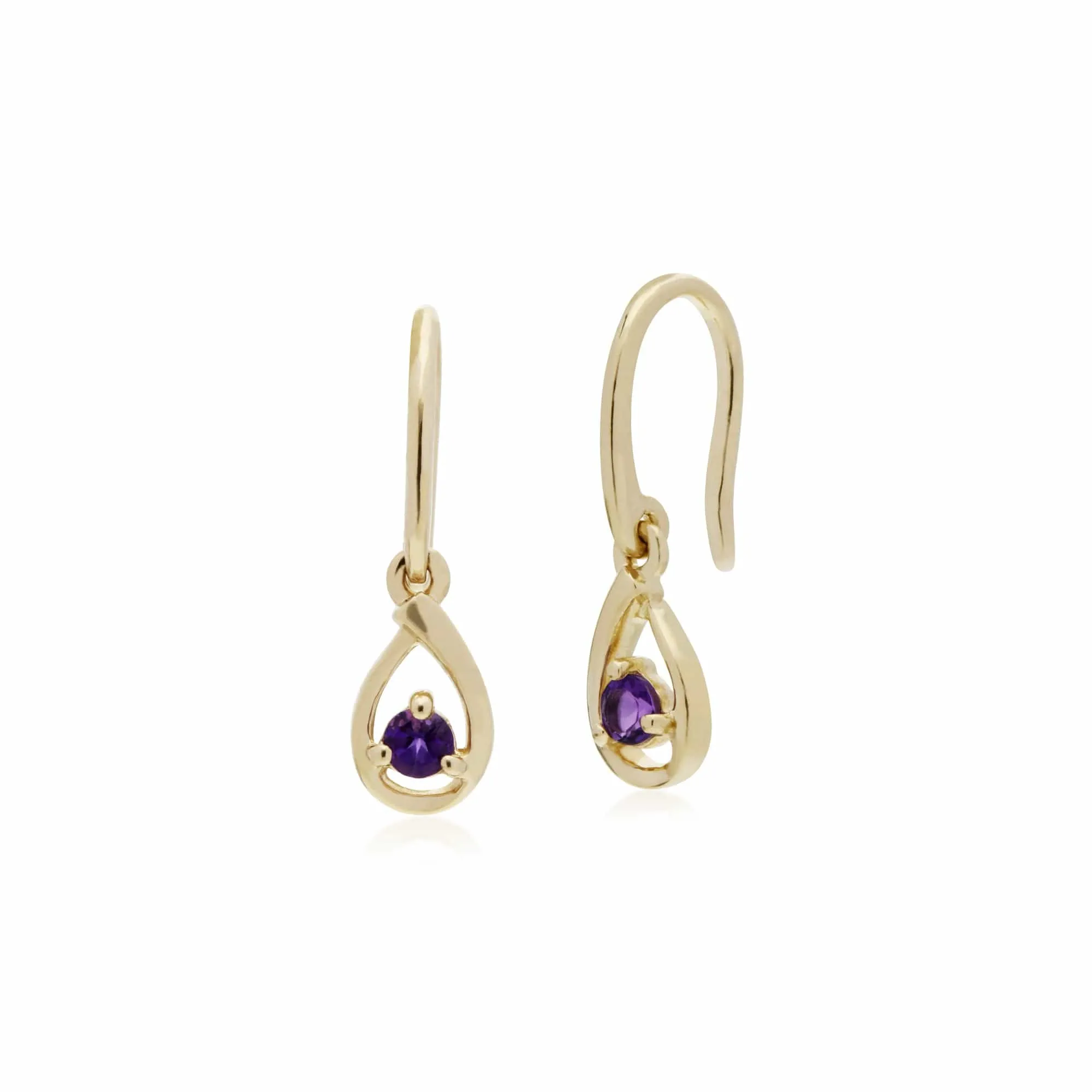 Classic Round Amethyst Single Stone Tear Drop Earrings & Necklace Set in 9ct Yellow Gold sold by Gemondo Jewellery product image thumbnail 2