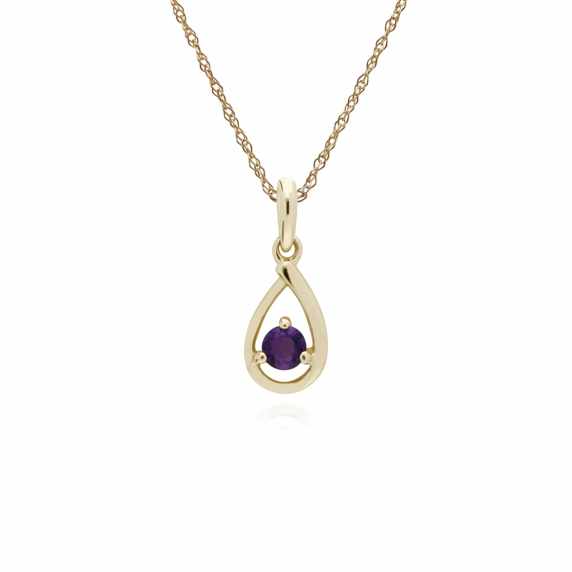 Classic Round Amethyst Single Stone Tear Drop Earrings & Necklace Set in 9ct Yellow Gold sold by Gemondo Jewellery product image thumbnail 3