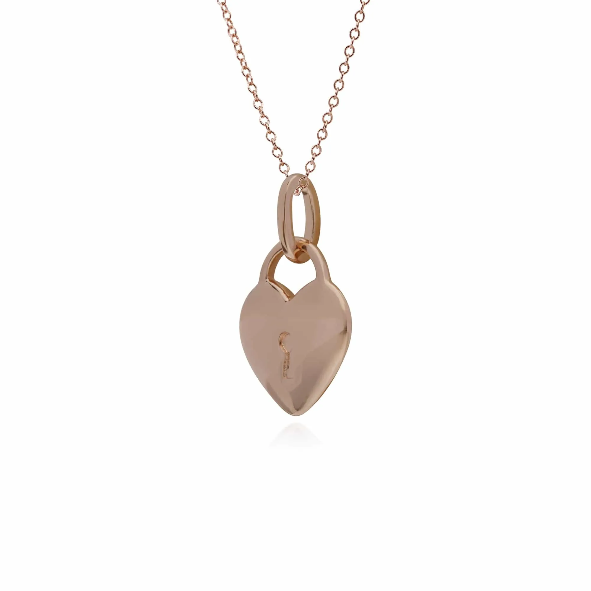 Classic Rose Gold Plated Plain Heart Padlock Charm Pendant in 925 Sterling Silver sold by Gemondo Jewellery product image thumbnail 2