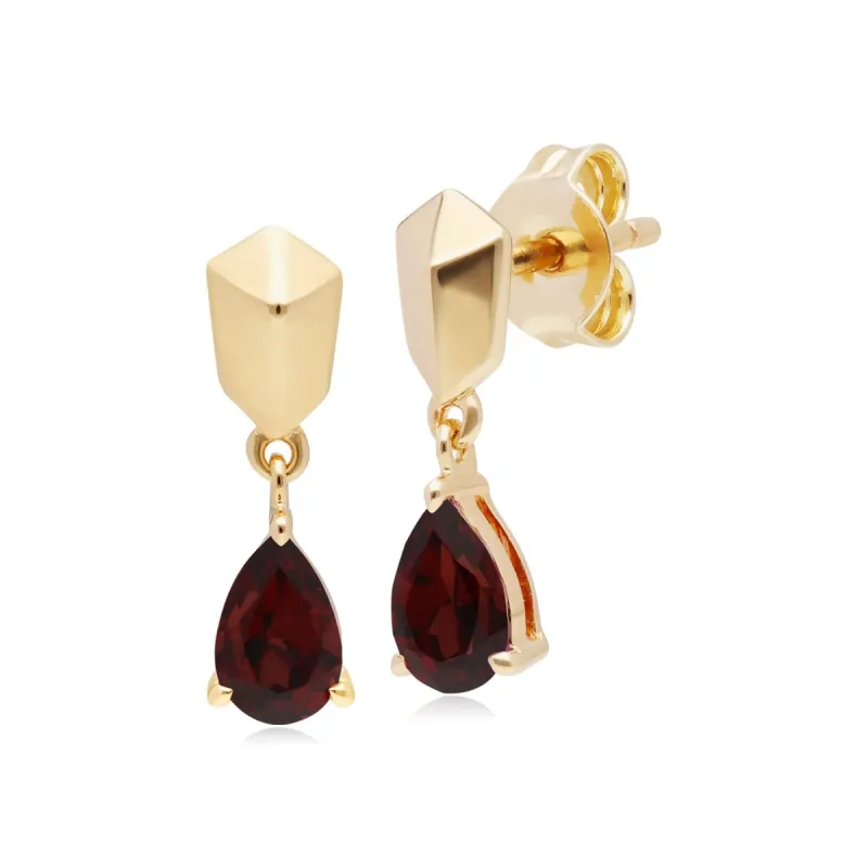 Micro Statement Garnet Earrings in Gold Plated Silver sold by Gemondo Jewellery
