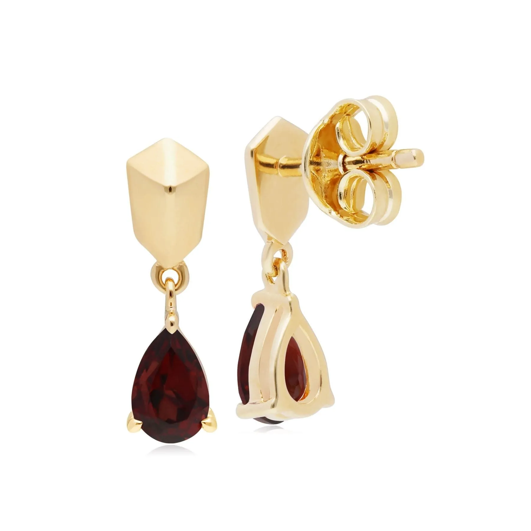 Micro Statement Garnet Earrings in Gold Plated Silver sold by Gemondo Jewellery product image thumbnail 2