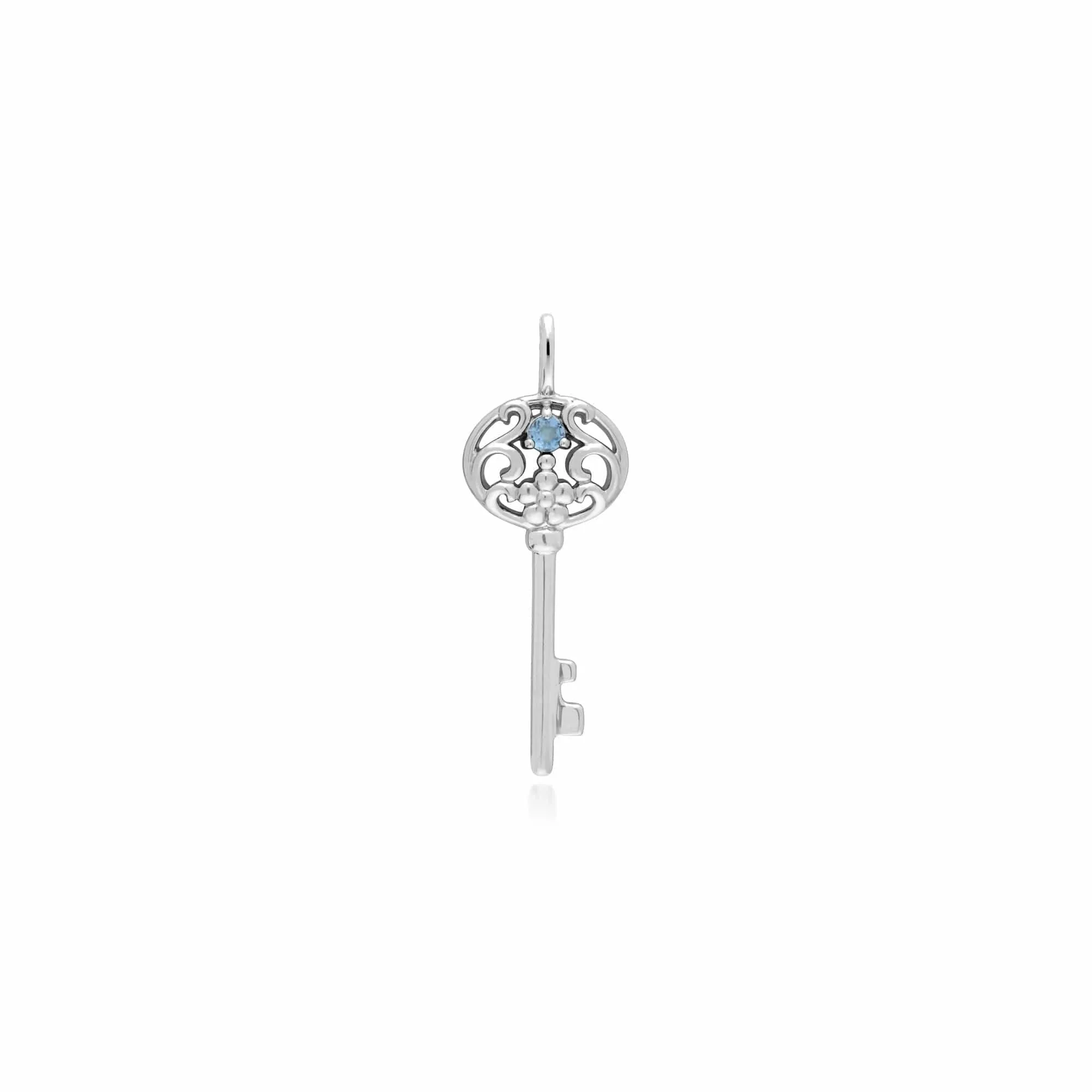 Gemondo Sterling Silver Aquamarine Big Key Charm sold by Gemondo Jewellery