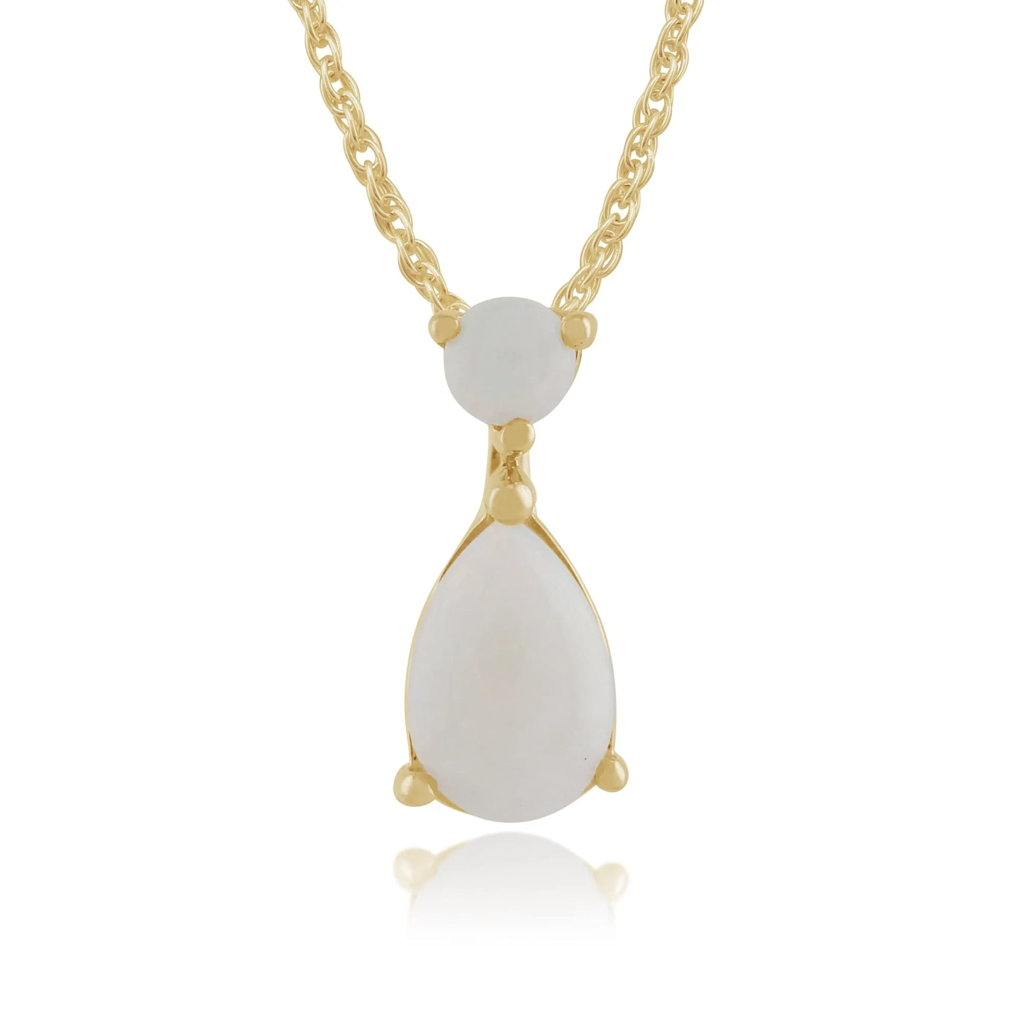 Classic Pear Opal Cabochon Drop Earrings & Pendant Set in 9ct Yellow Gold sold by Gemondo Jewellery product image thumbnail 4