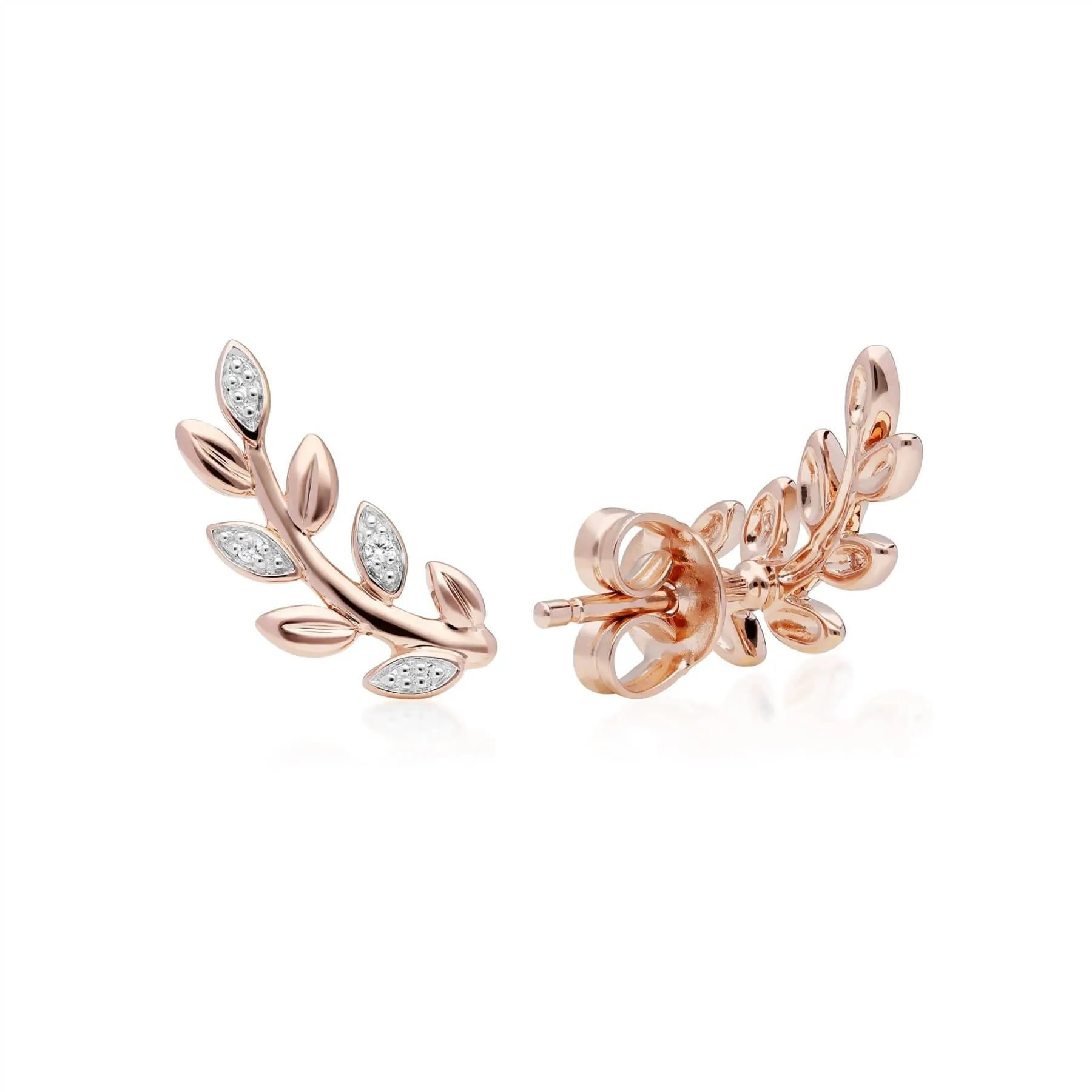 O Leaf Diamond Stud Earrings in 9ct Rose Gold sold by Gemondo Jewellery product image thumbnail 4