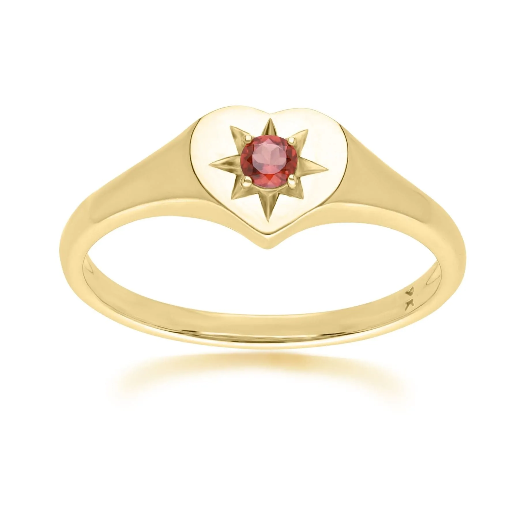ECFEW™ 'The Liberator' Garnet Heart Ring in 9ct Yellow Gold sold by Gemondo Jewellery