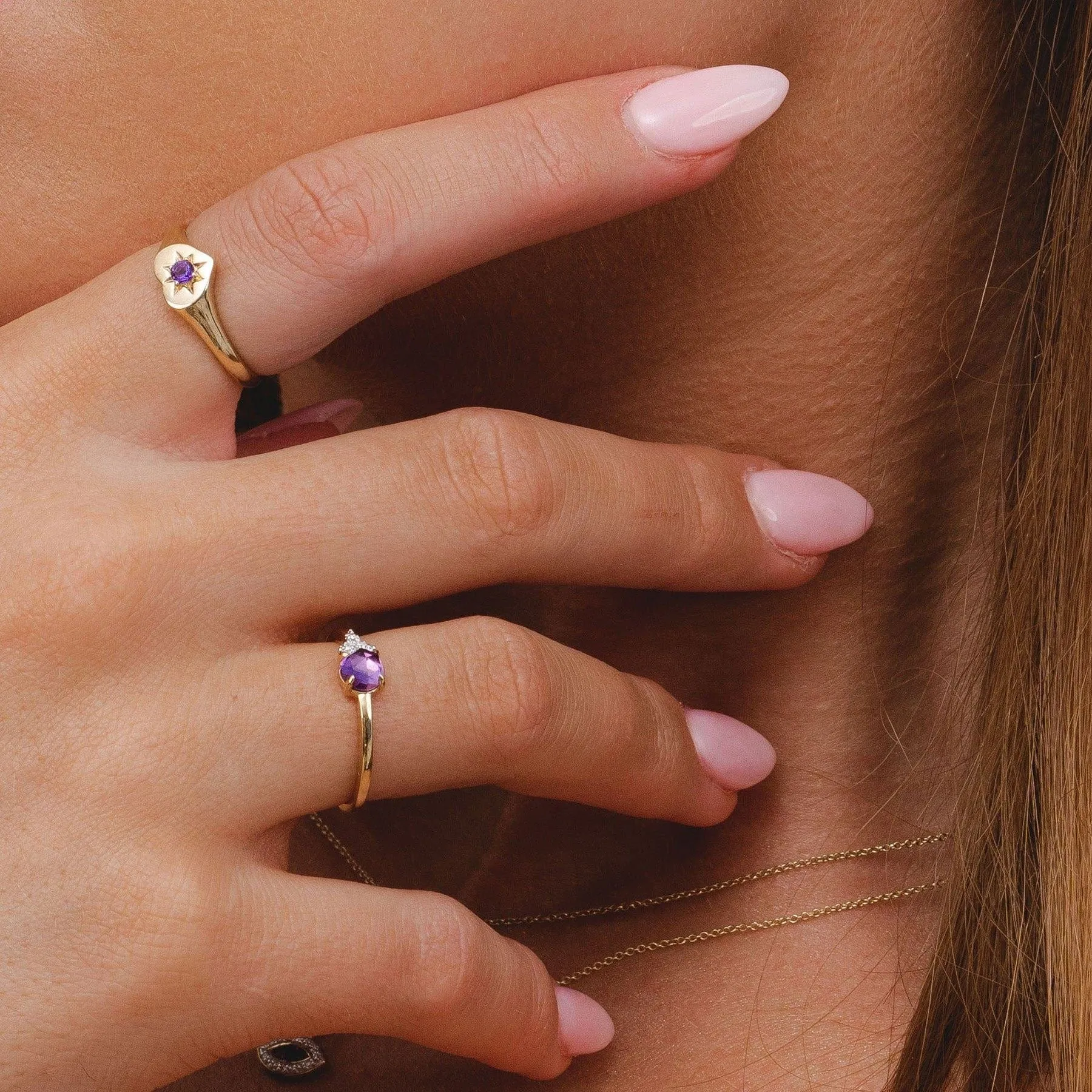 ECFEW™ 'The Liberator' Amethyst Heart Ring in 9ct Yellow Gold sold by Gemondo Jewellery product image thumbnail 2