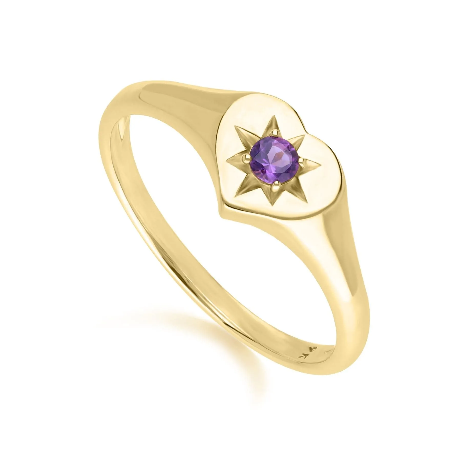 ECFEW™ 'The Liberator' Amethyst Heart Ring in 9ct Yellow Gold sold by Gemondo Jewellery product image thumbnail 3
