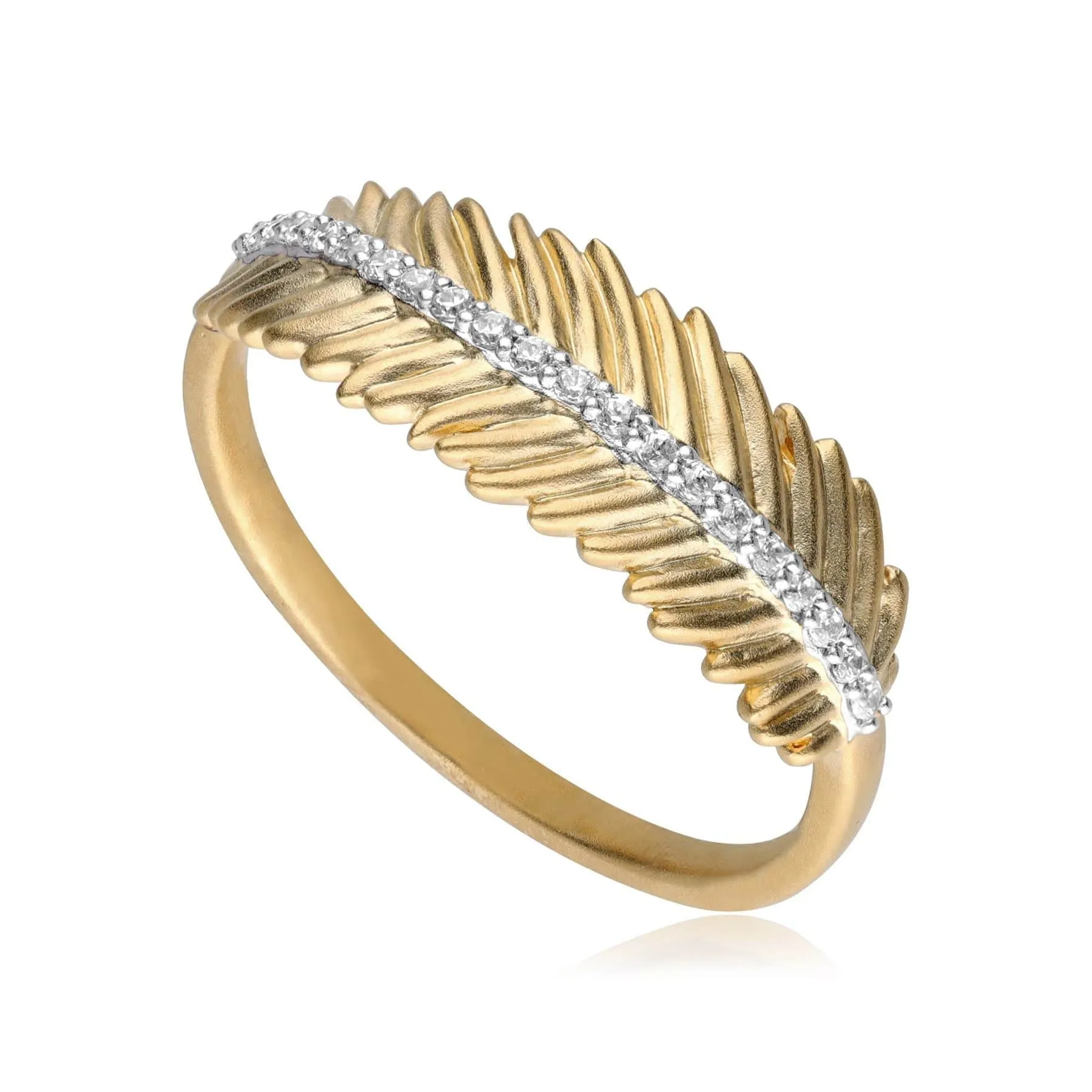 ECFEW™ 'The Unifier' Diamond Feather Ring In 9ct Yellow Gold sold by Gemondo Jewellery