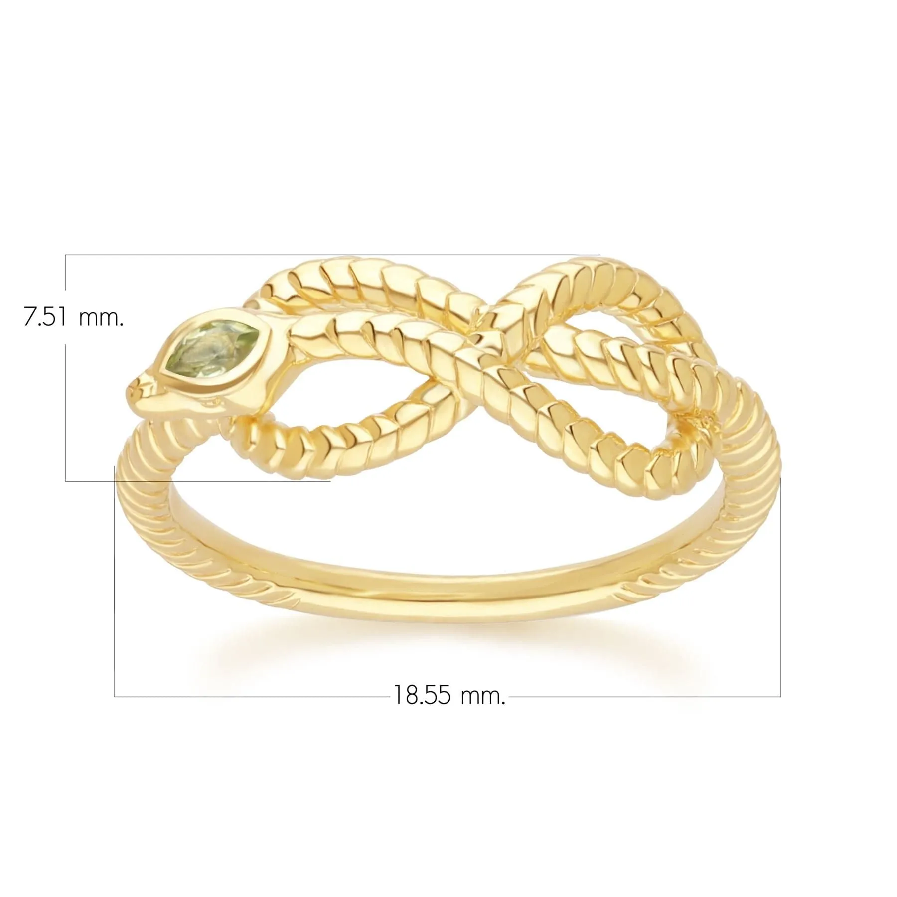ECFEW™ Peridot Winding Snake Ring in Gold Plated Sterling Silver sold by Gemondo Jewellery product image thumbnail 5
