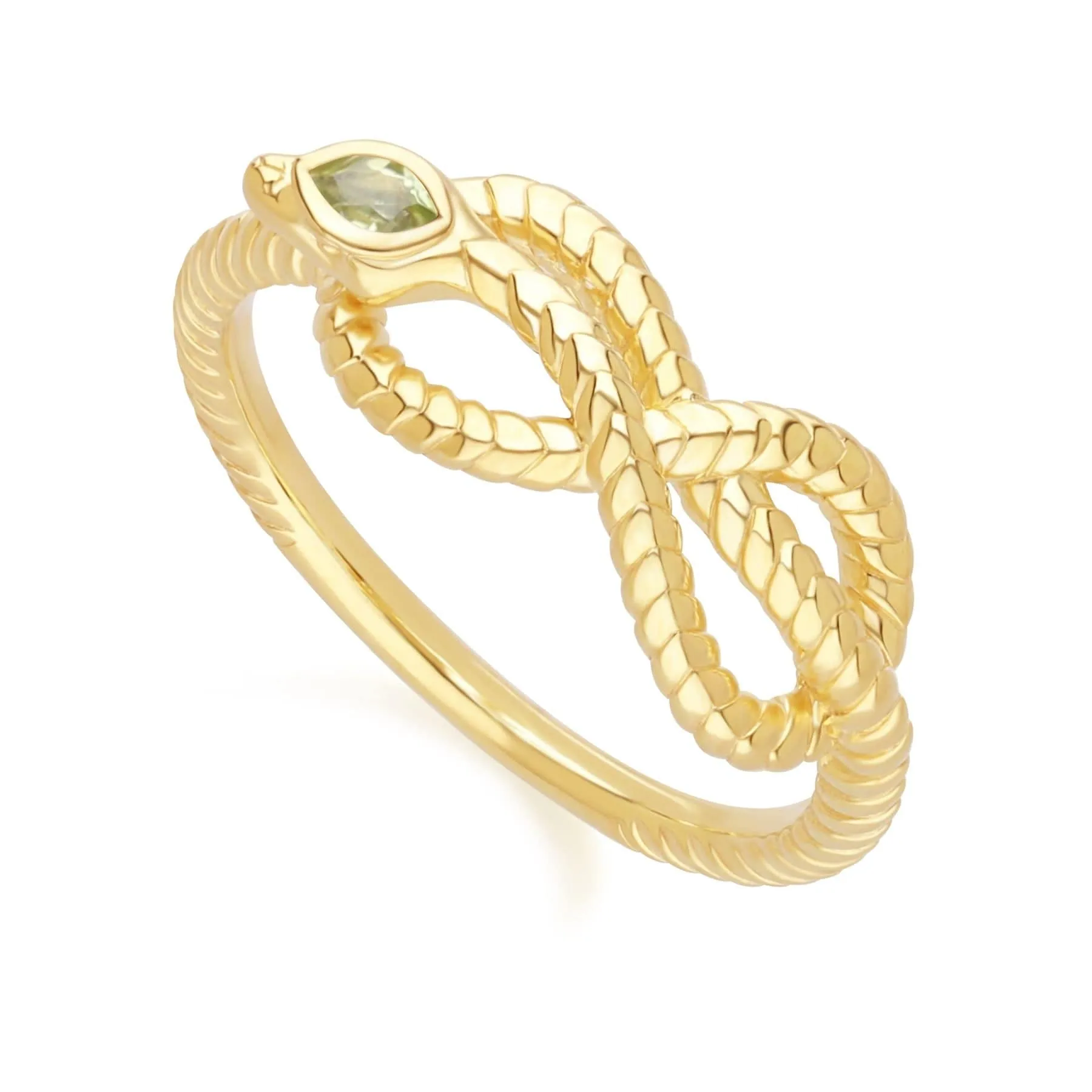 ECFEW™ Peridot Winding Snake Ring in Gold Plated Sterling Silver sold by Gemondo Jewellery product image thumbnail 3