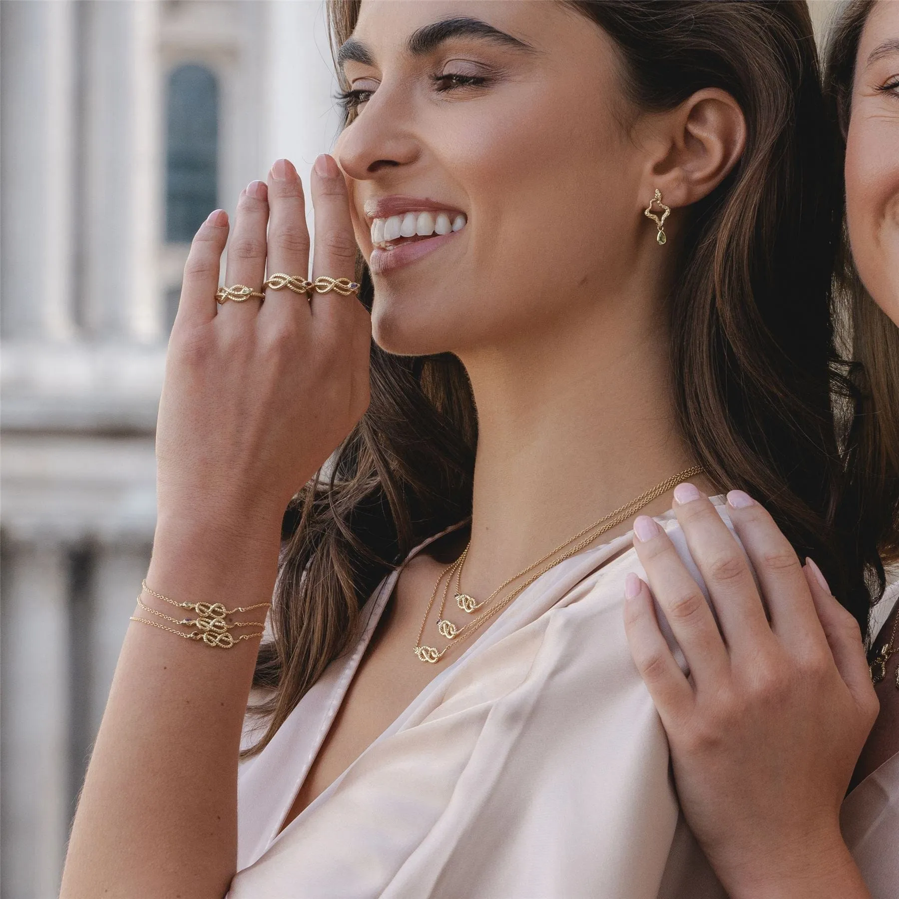 ECFEW™ Peridot Winding Snake Ring in Gold Plated Sterling Silver sold by Gemondo Jewellery product image thumbnail 2