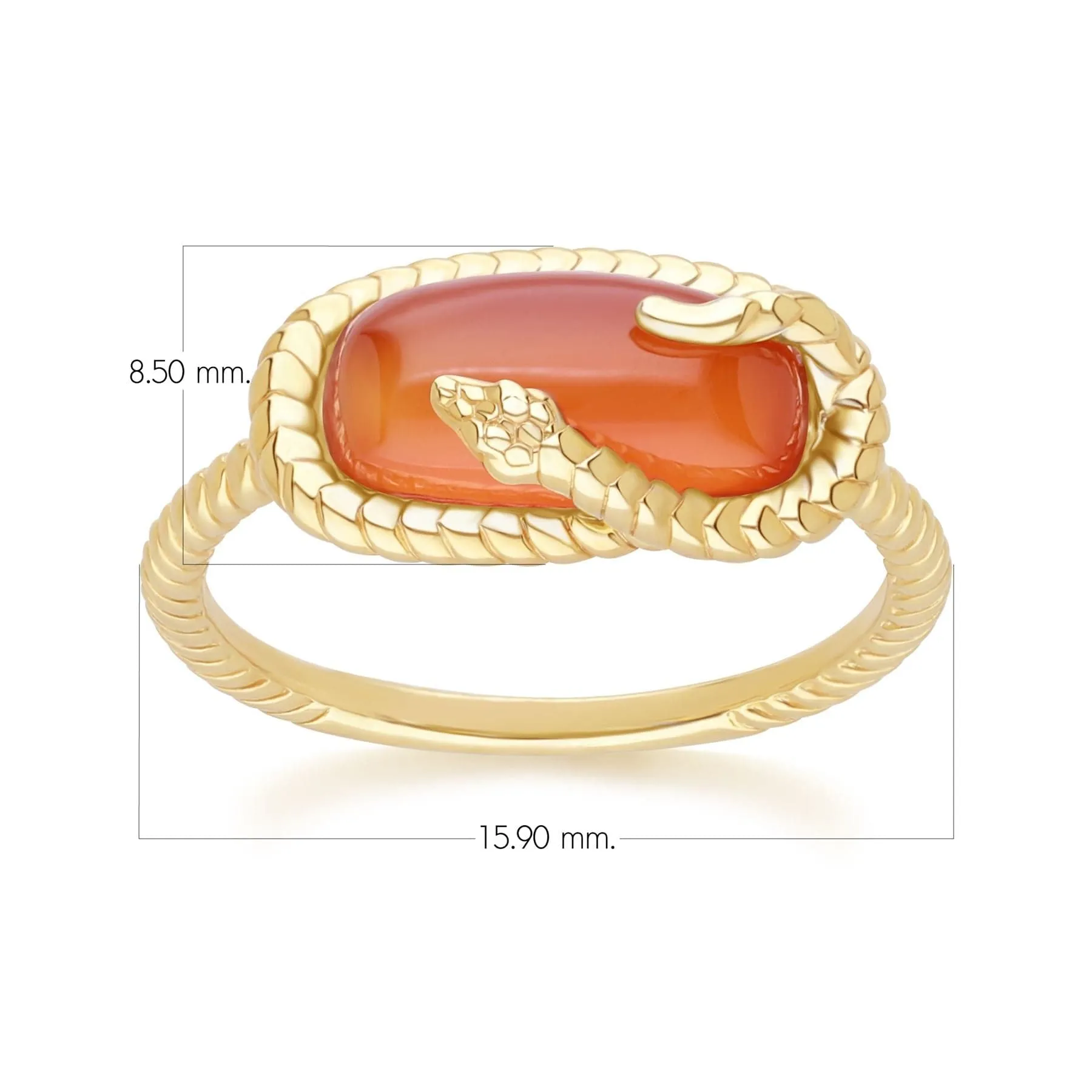 ECFEW™ Carnelian Snake Ring in Gold Plated Sterling Silver sold by Gemondo Jewellery product image thumbnail 5