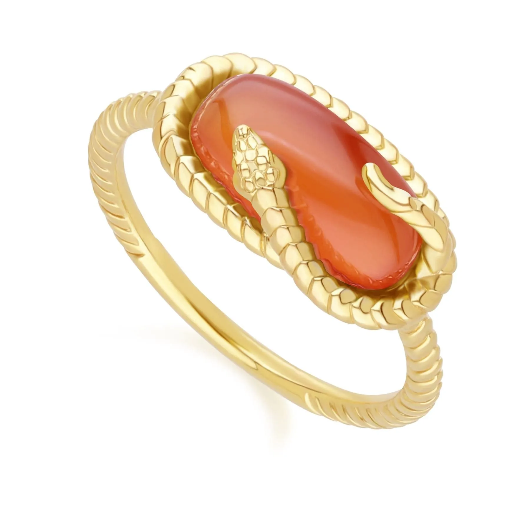 ECFEW™ Carnelian Snake Ring in Gold Plated Sterling Silver sold by Gemondo Jewellery product image thumbnail 3