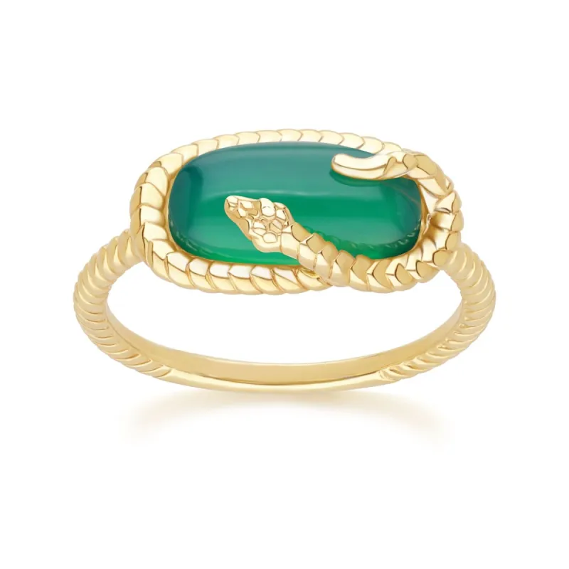 ECFEW™ Chalcedony Snake Ring in Gold Plated Sterling Silver sold by Gemondo Jewellery