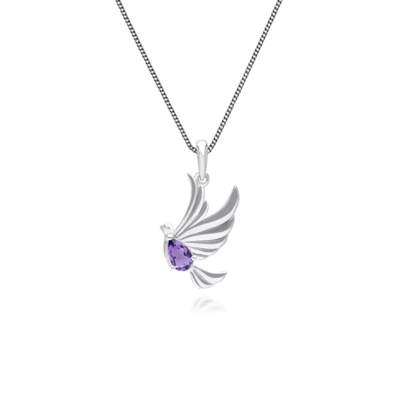 ECFEW™ Creator Amethyst Dove Pendant Necklace in Sterling Silver sold by Gemondo Jewellery