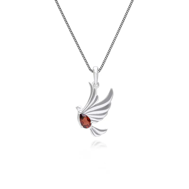 ECFEW™ Creator Garnet Dove Pendant Necklace in Sterling Silver sold by Gemondo Jewellery