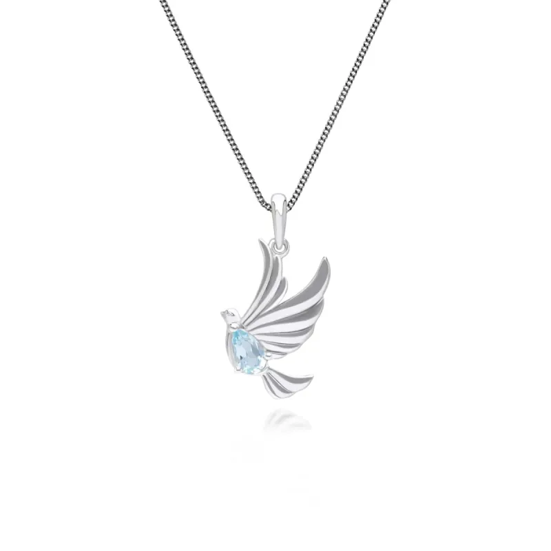 ECFEW™ Creator Blue Topaz Dove Pendant Necklace in Sterling Silver sold by Gemondo Jewellery