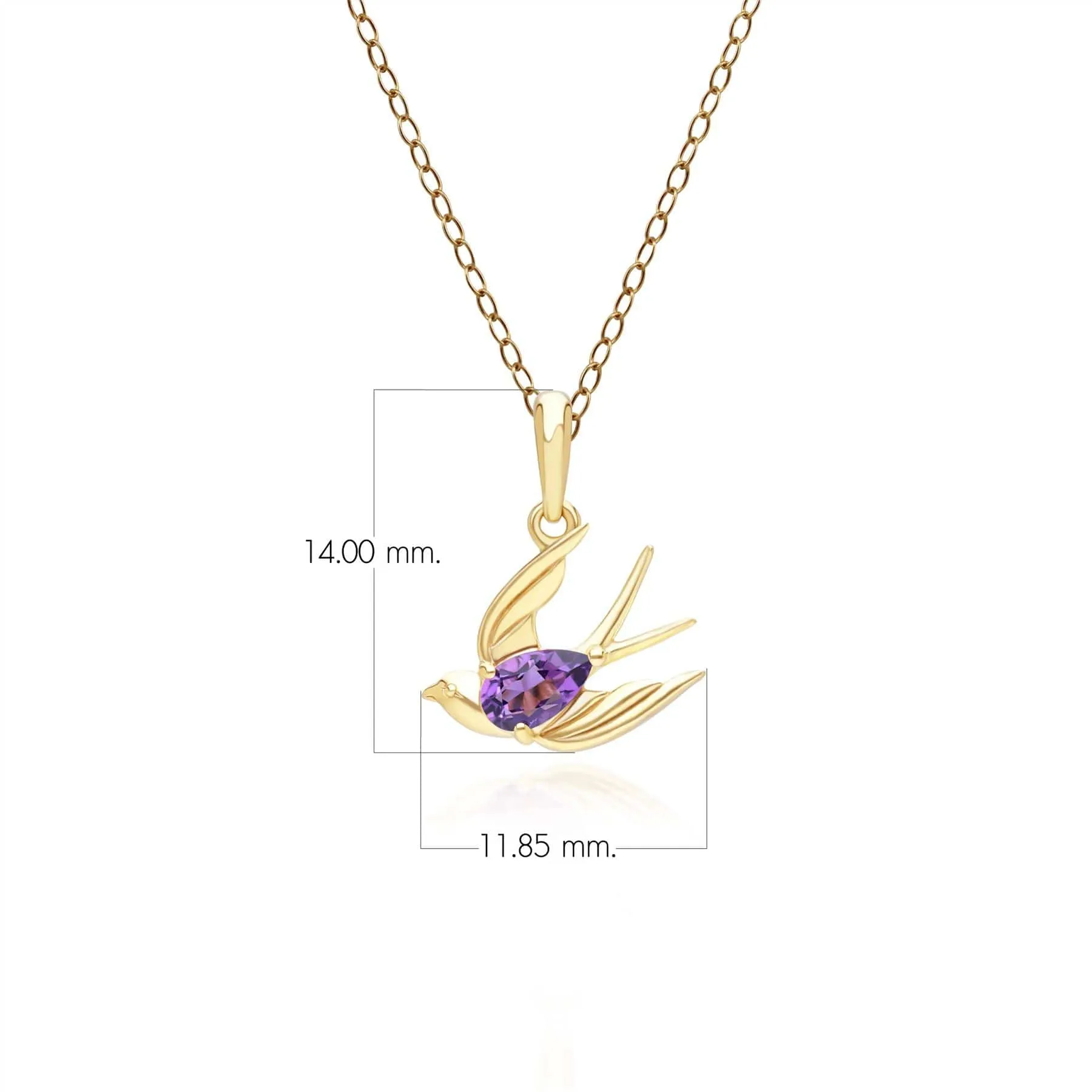ECFEW™ Creator Amethyst Hummingbird Pendant Necklace in Gold Plated Sterling Silver sold by Gemondo Jewellery product image thumbnail 3