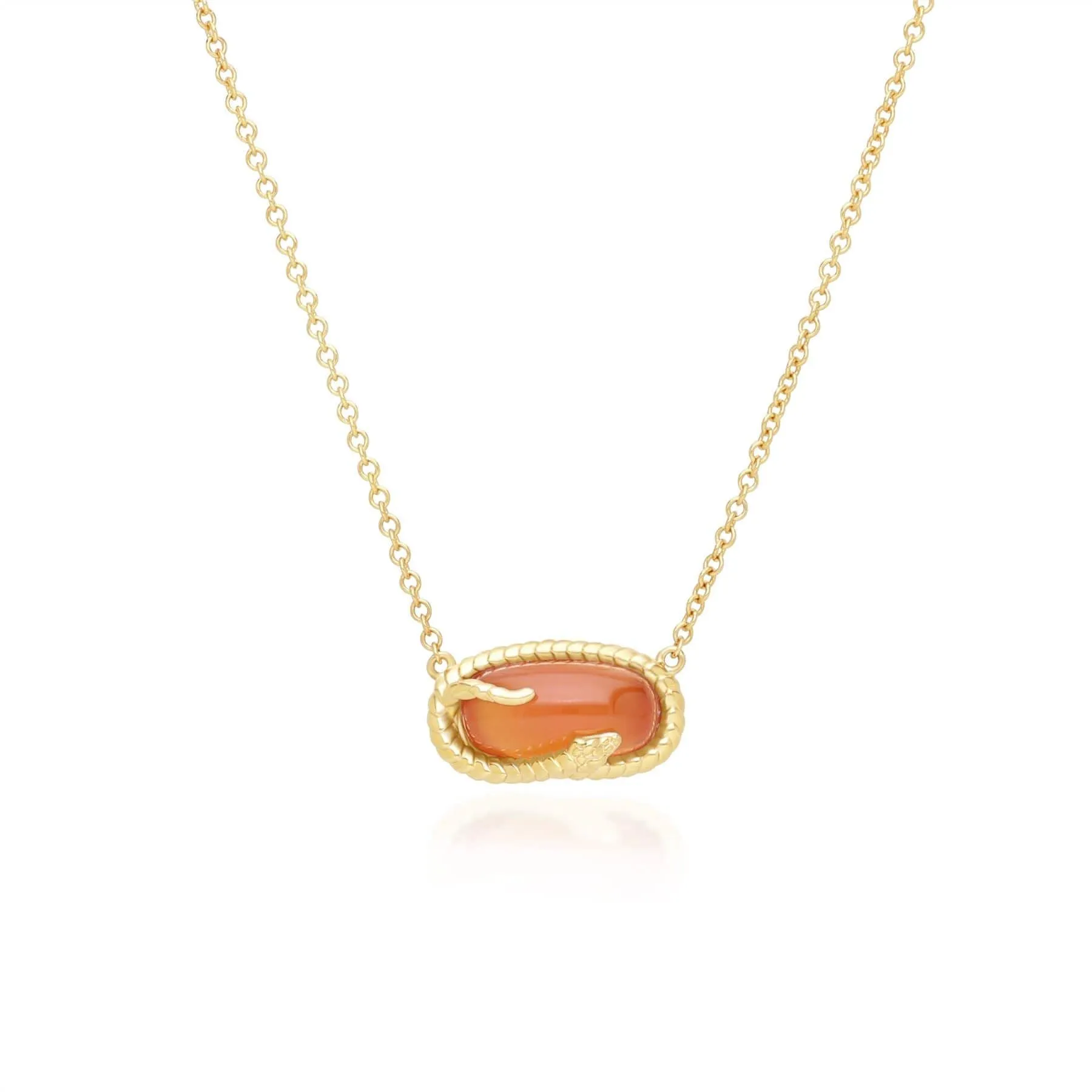 ECFEW™ Carnelian Snake Pendant Necklace in Gold Plated Sterling Silver sold by Gemondo Jewellery