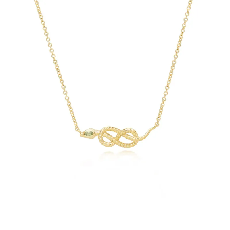 ECFEW™ Peridot Winding Snake Pendant Necklace in Gold Plated Sterling Silver sold by Gemondo Jewellery