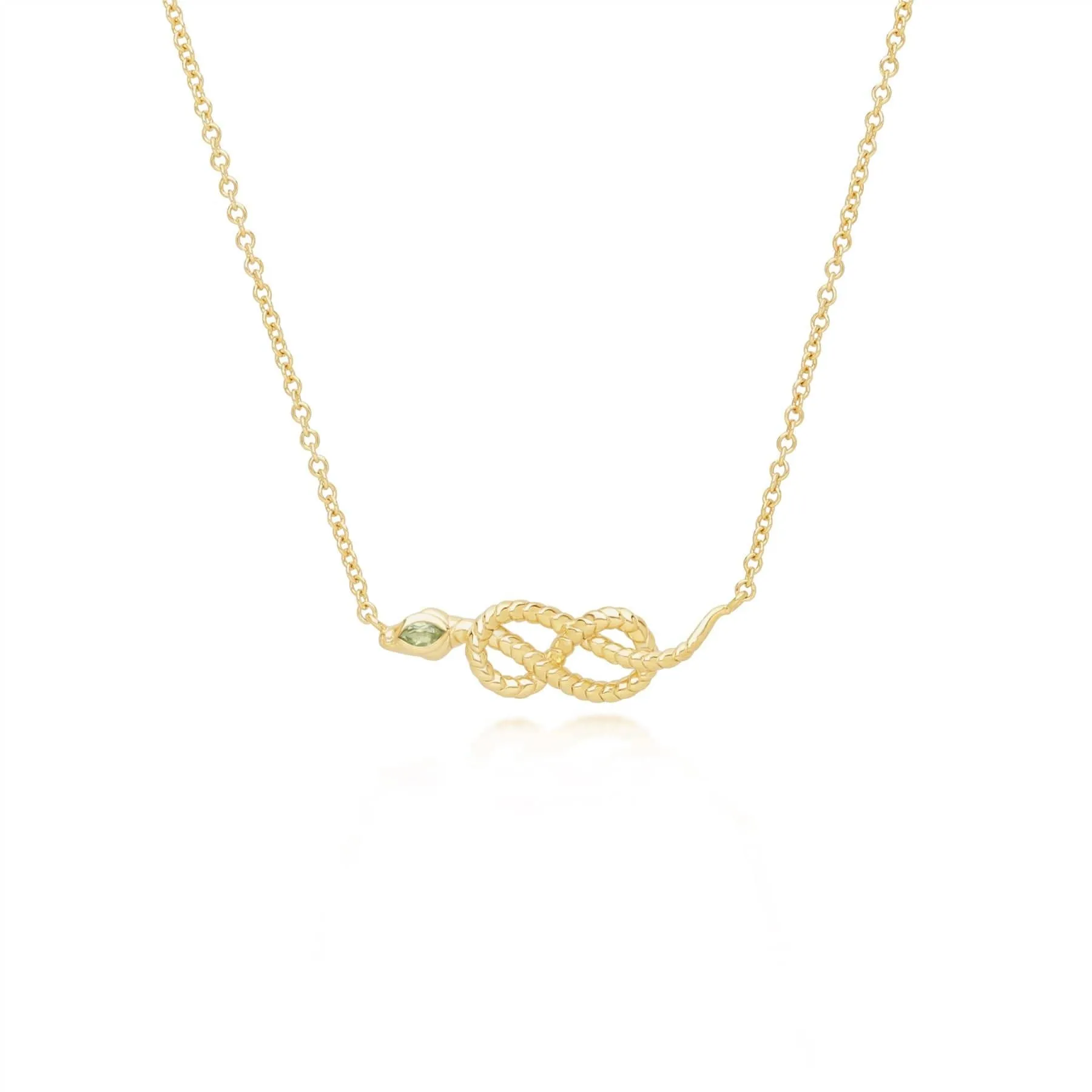ECFEW™ Peridot Winding Snake Pendant Necklace in Gold Plated Sterling Silver sold by Gemondo Jewellery