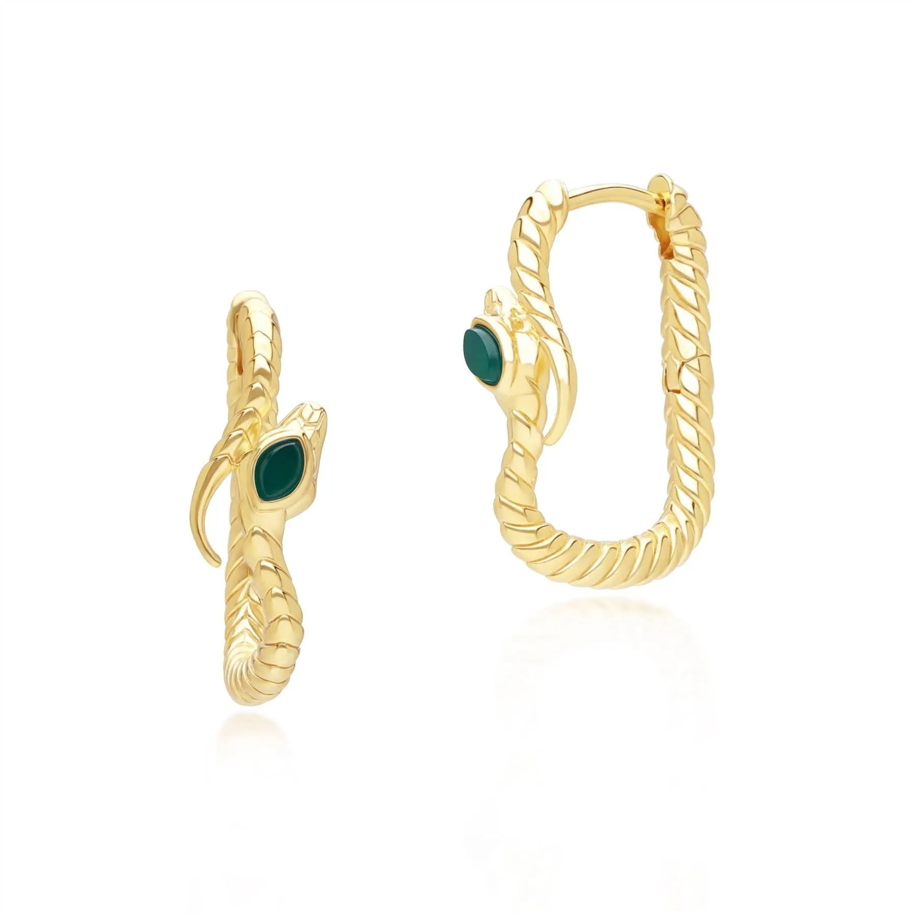 ECFEW™ Chalcedony Snake Hoop Earrings in Gold Plated Sterling Silver sold by Gemondo Jewellery