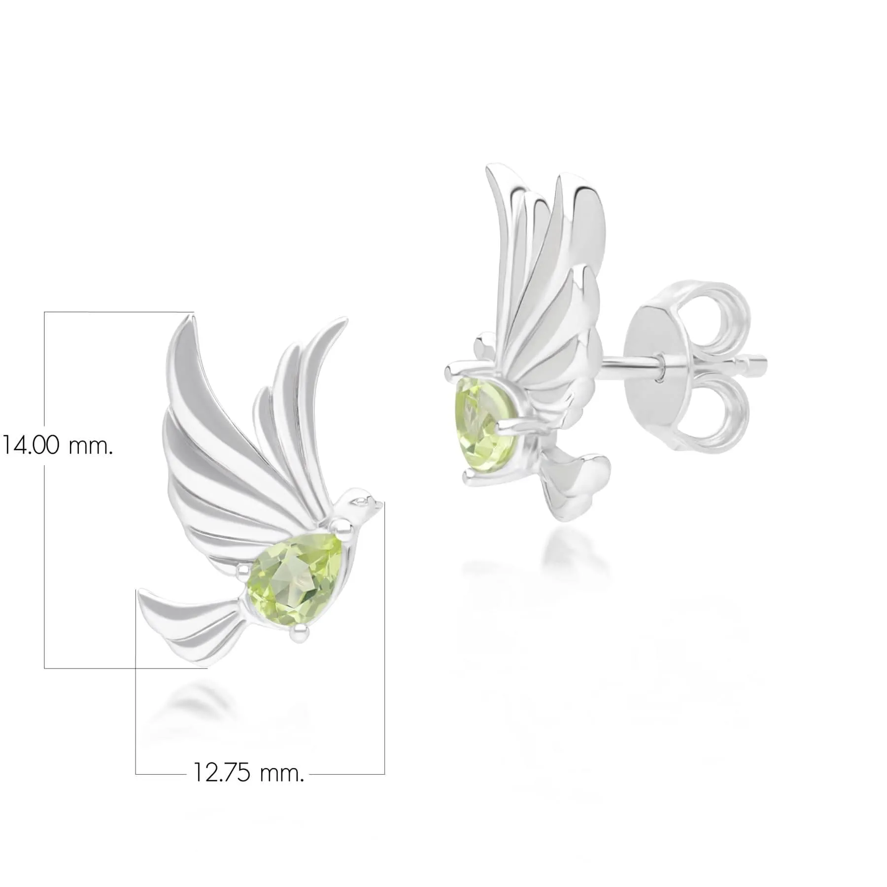 ECFEW™ Creator Peridot Dove Stud Earrings in Sterling Silver sold by Gemondo Jewellery product image thumbnail 5