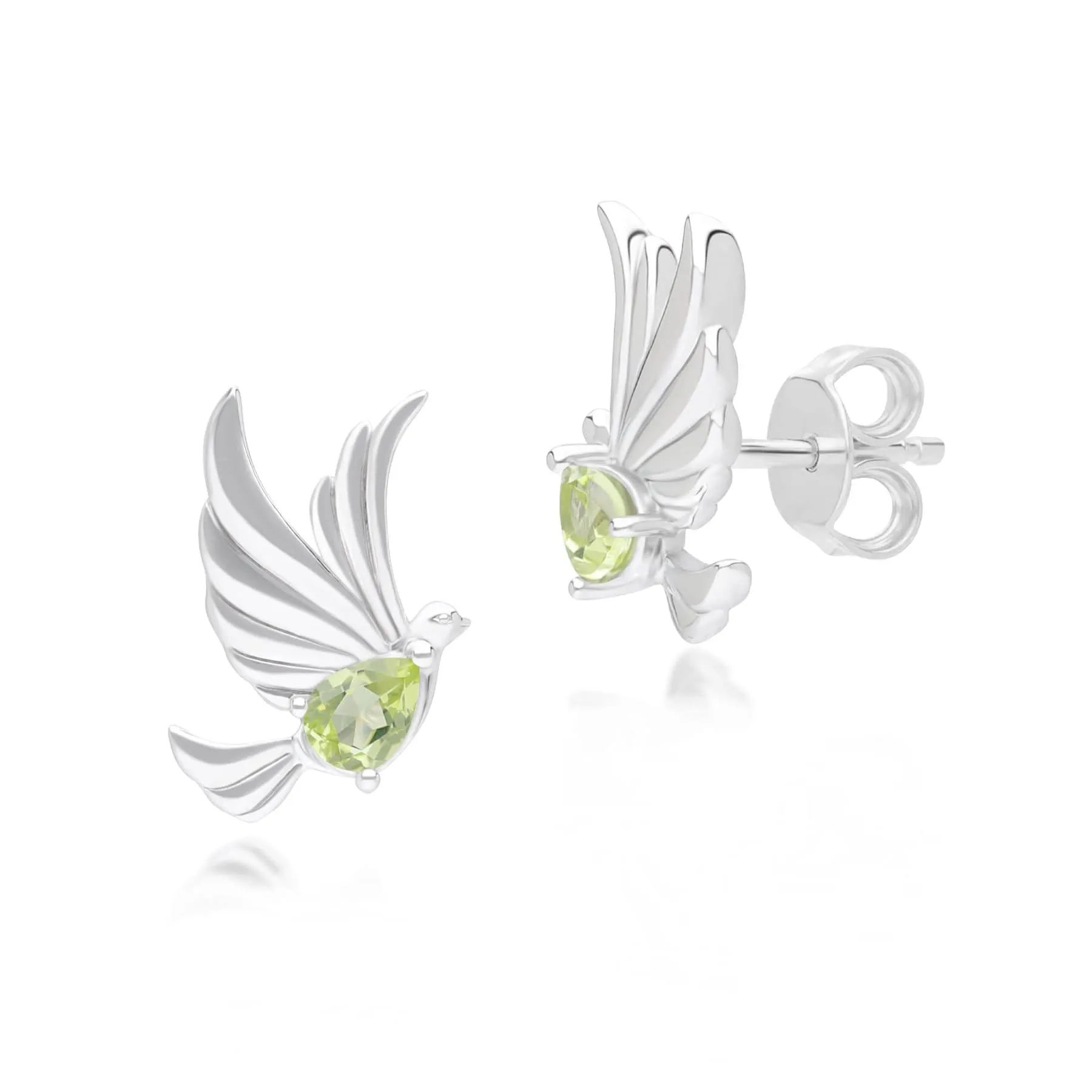 ECFEW™ Creator Peridot Dove Stud Earrings in Sterling Silver sold by Gemondo Jewellery