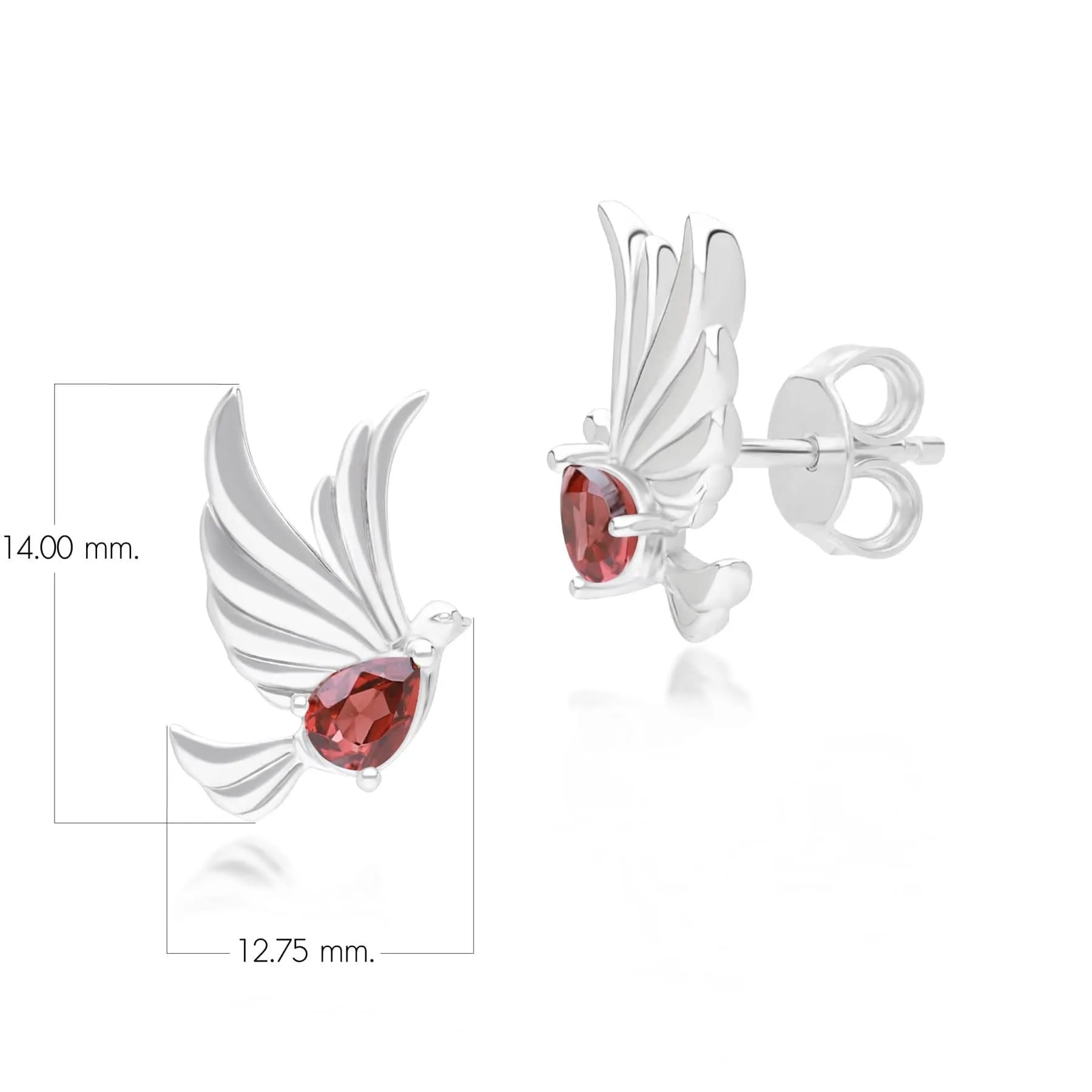 ECFEW™ Creator Garnet Dove Stud Earrings in Sterling Silver sold by Gemondo Jewellery product image thumbnail 5