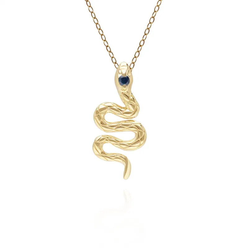 ECFEW™ Sapphire Snake Wrap Pendant in 9ct Yellow Gold sold by Gemondo Jewellery