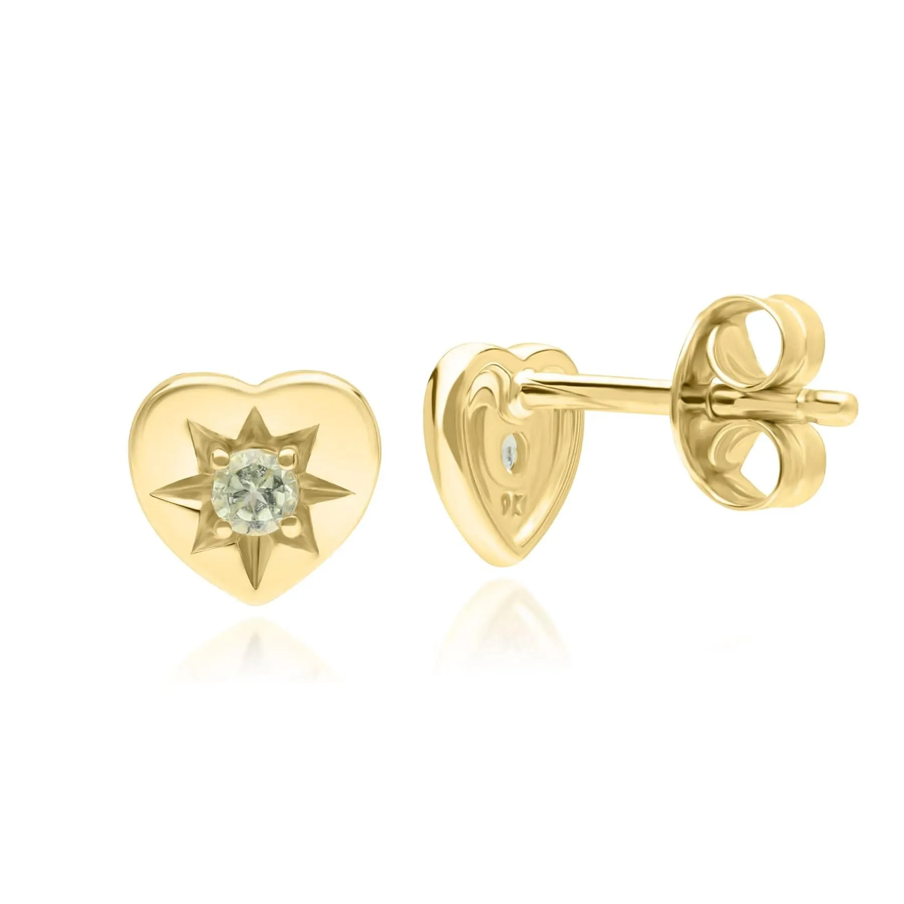 ECFEW™ 'The Liberator' Peridot Heart Stud Earrings in 9ct Yellow Gold sold by Gemondo Jewellery product image thumbnail 3